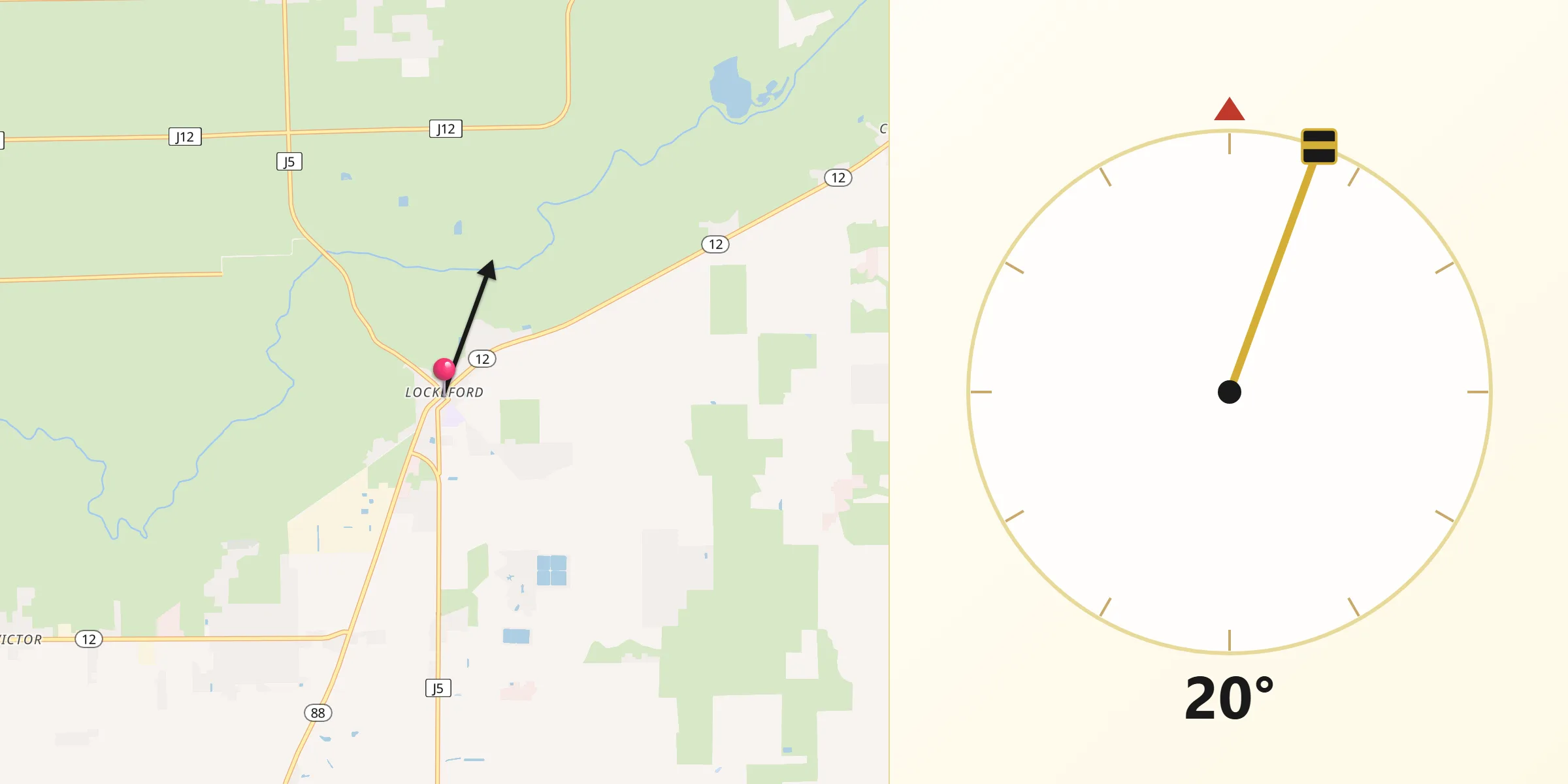 Qibla Direction from Lockeford