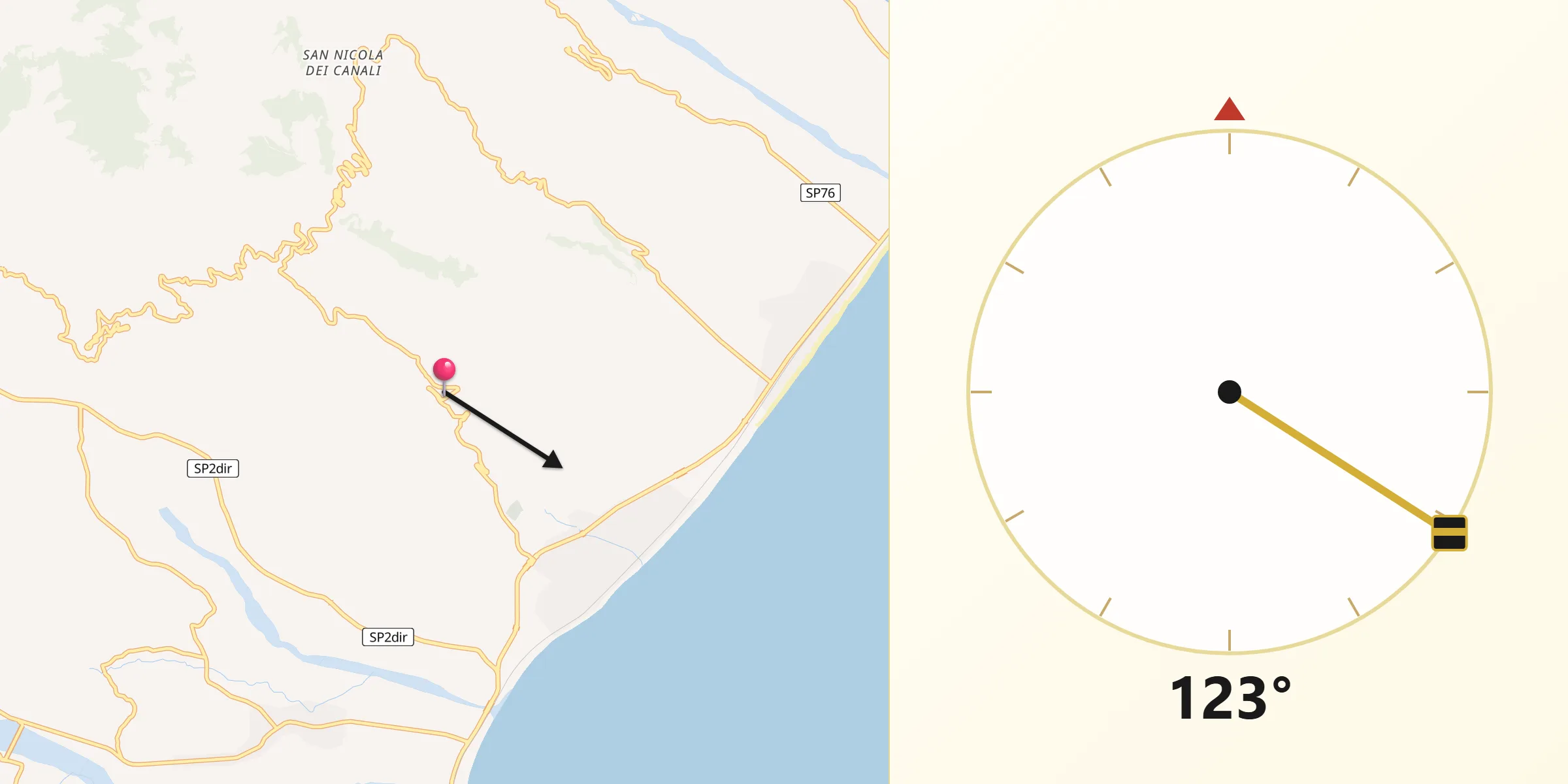 Direzione della Qibla da Bovalino Superiore
