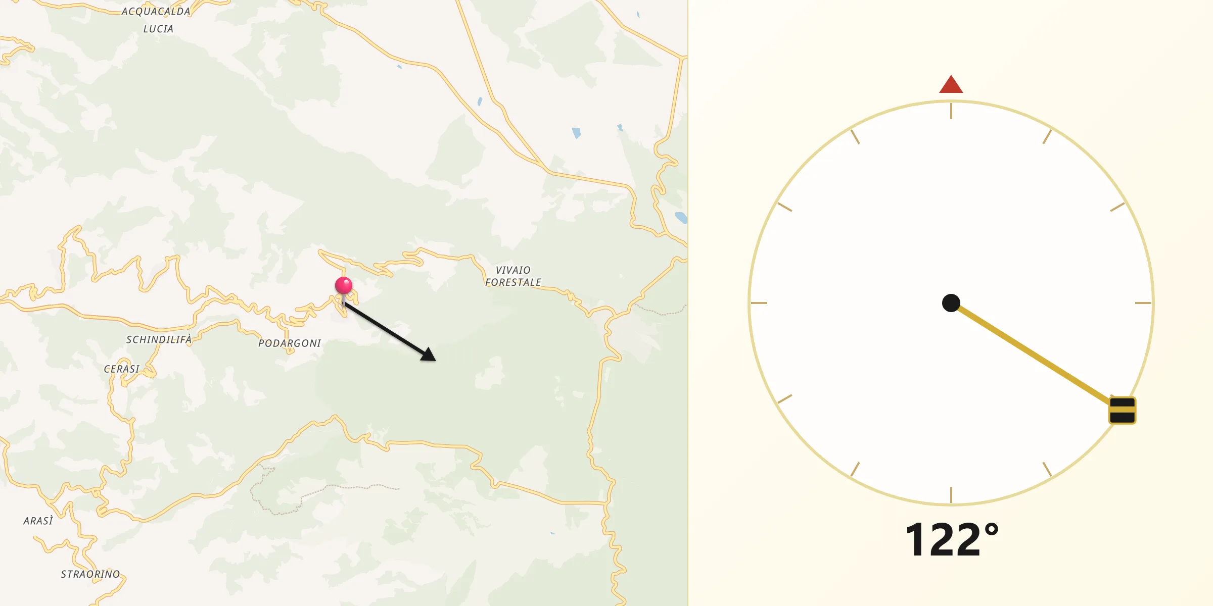 Direzione della Qibla da Santo Stefano in Aspromonte