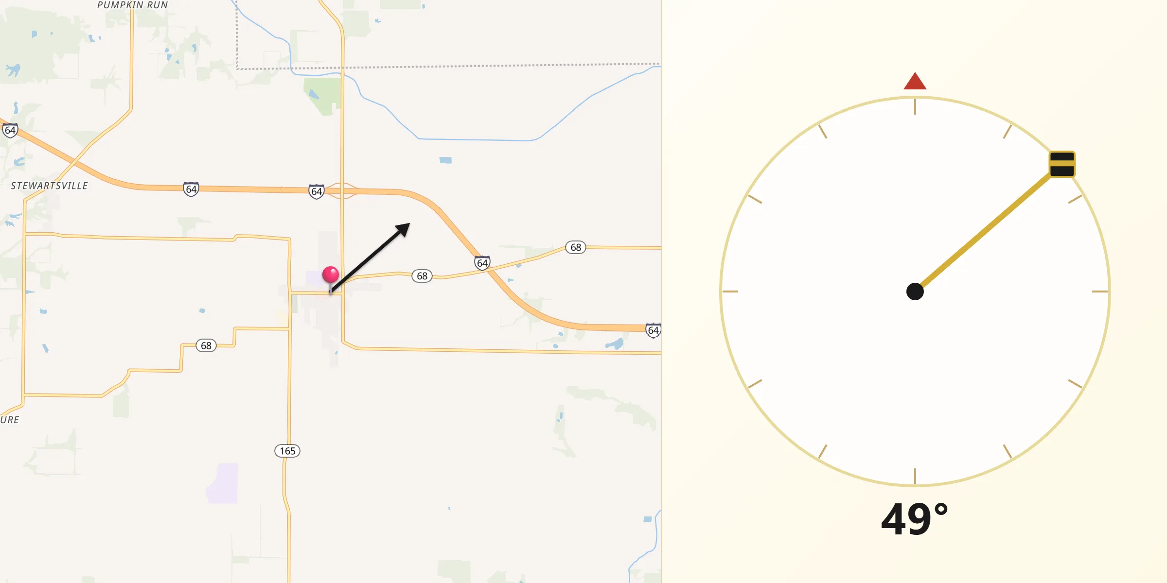 Qibla Direction from Poseyville