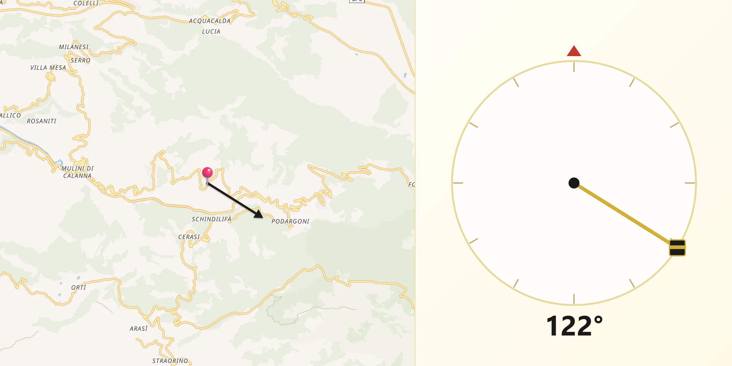Direzione della Qibla da Sant'Alessio in Aspromonte