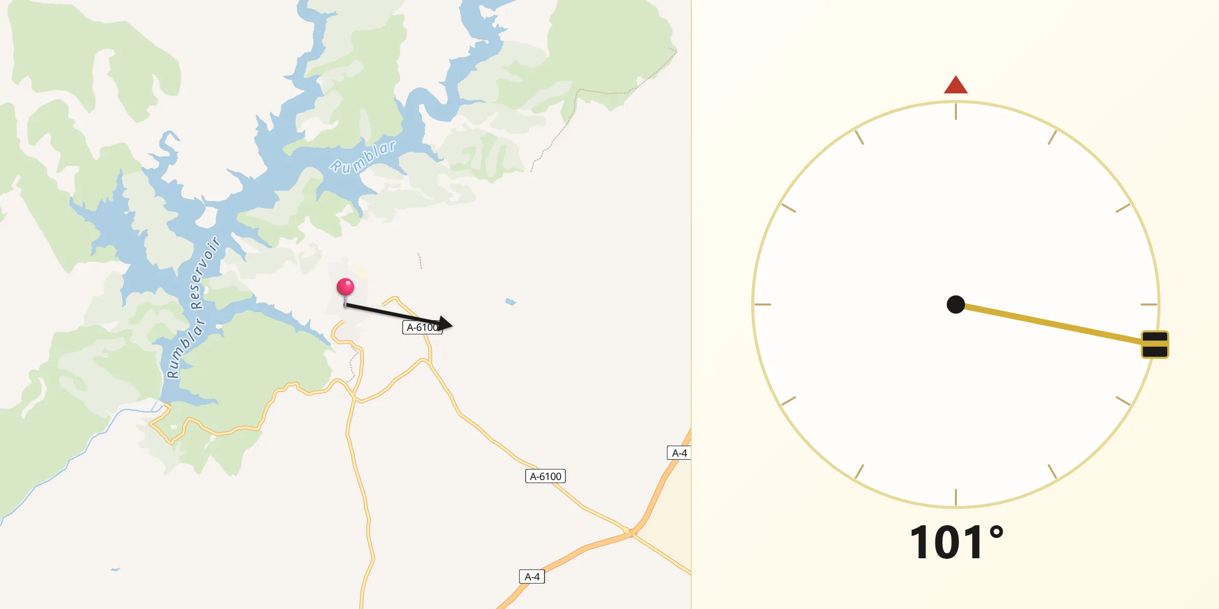 Dirección de la Qibla desde Baños de la Encina