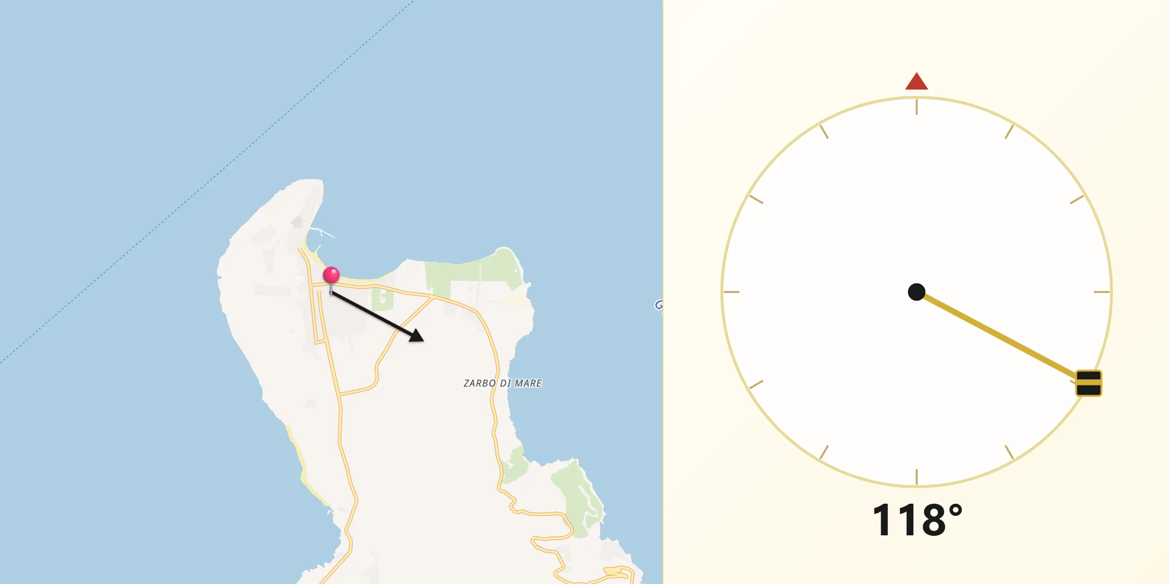 Direzione della Qibla da San Vito Lo Capo