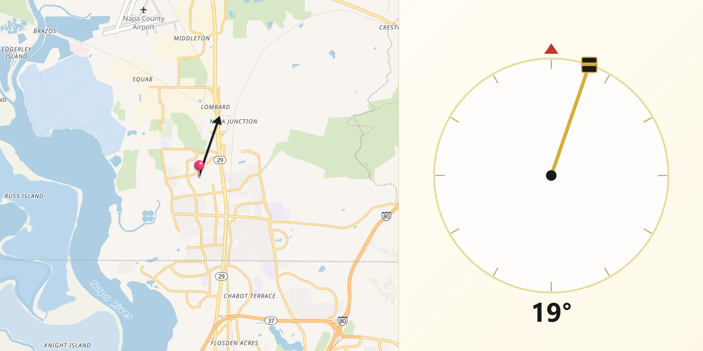 Qibla Direction from American Canyon