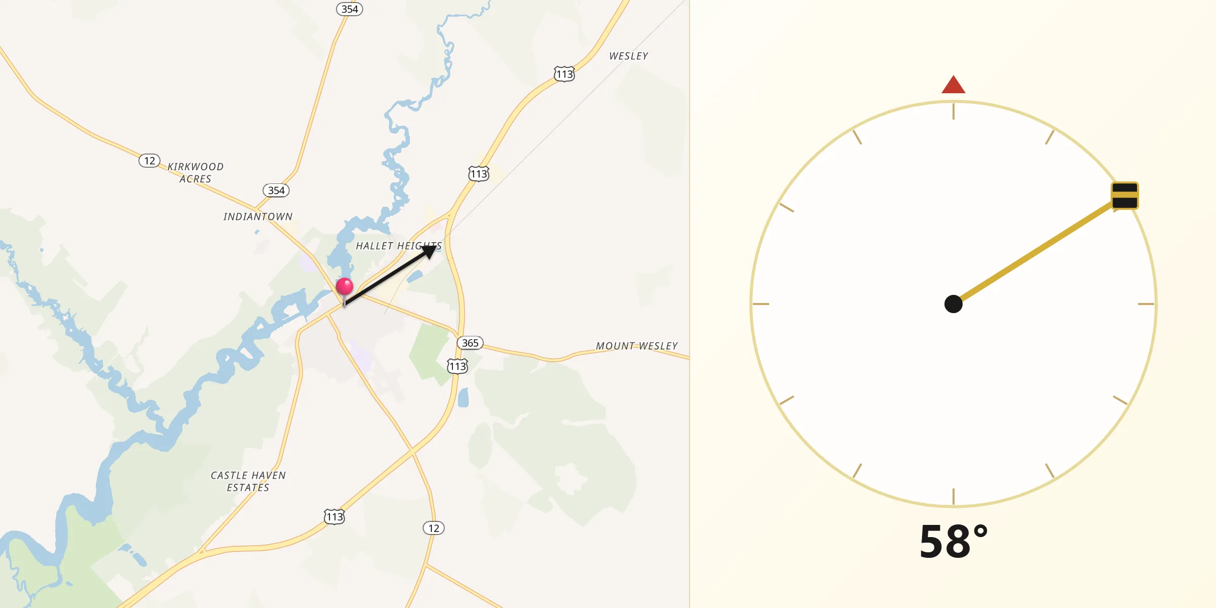 Qibla Direction from Snow Hill