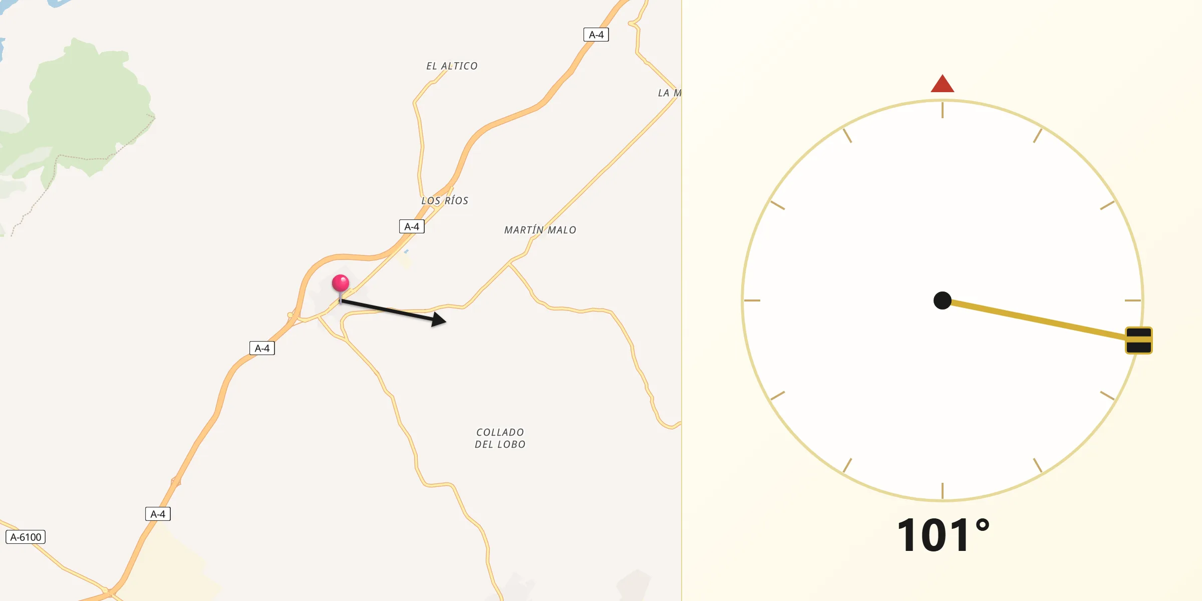 Dirección de la Qibla desde Guarromán