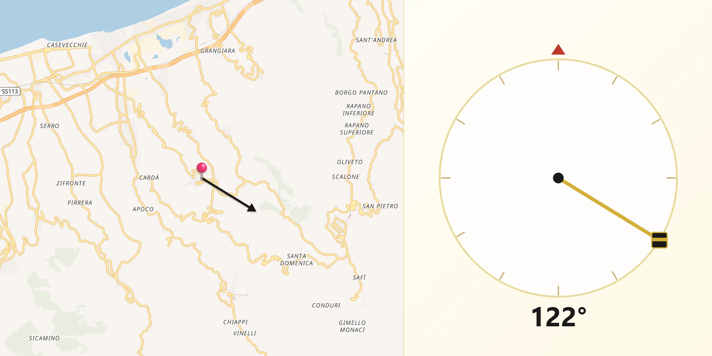 Direzione della Qibla da Roccavaldina
