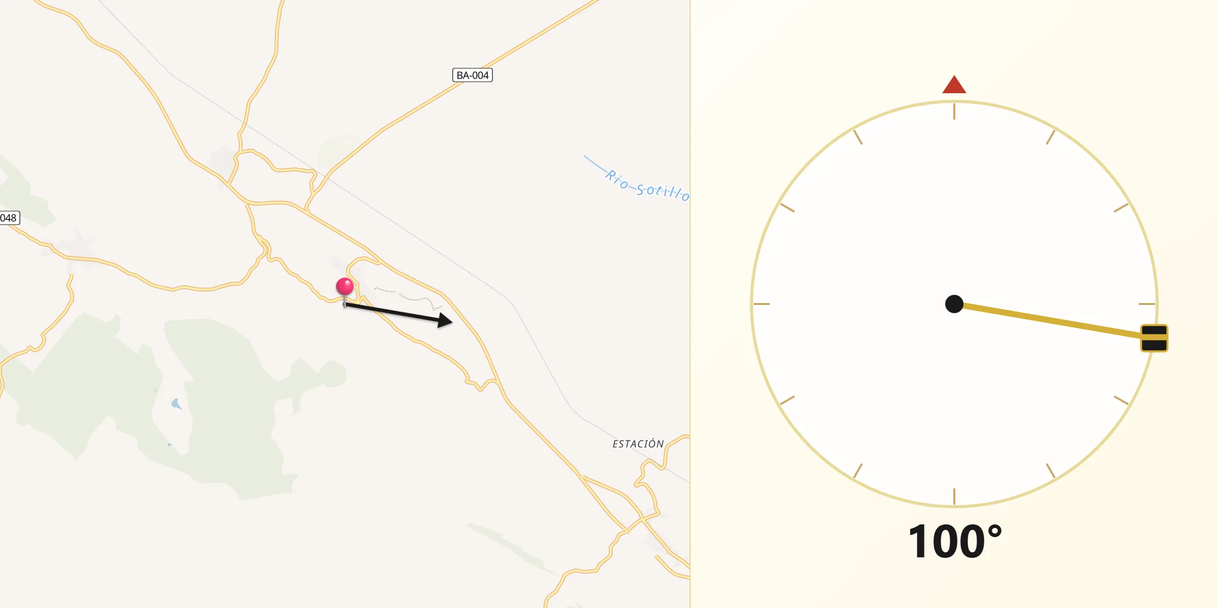 Dirección de la Qibla desde Reina