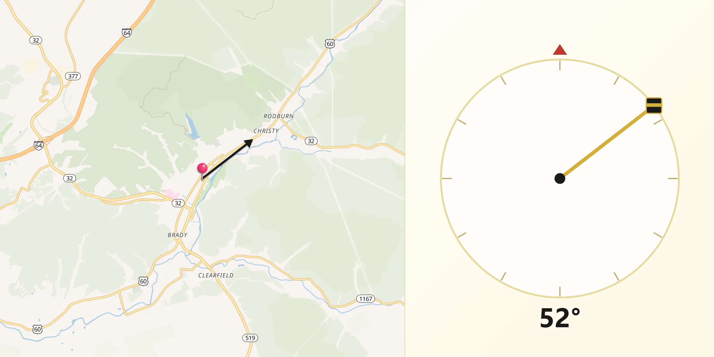Qibla Direction from Morehead