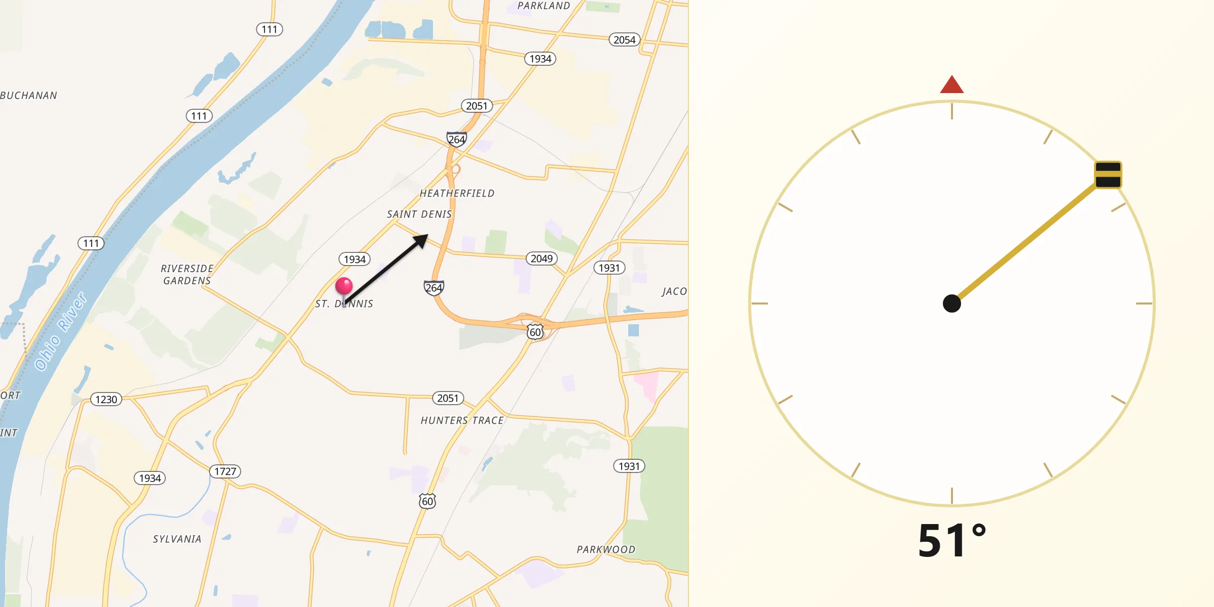 Qibla Direction from Saint Dennis
