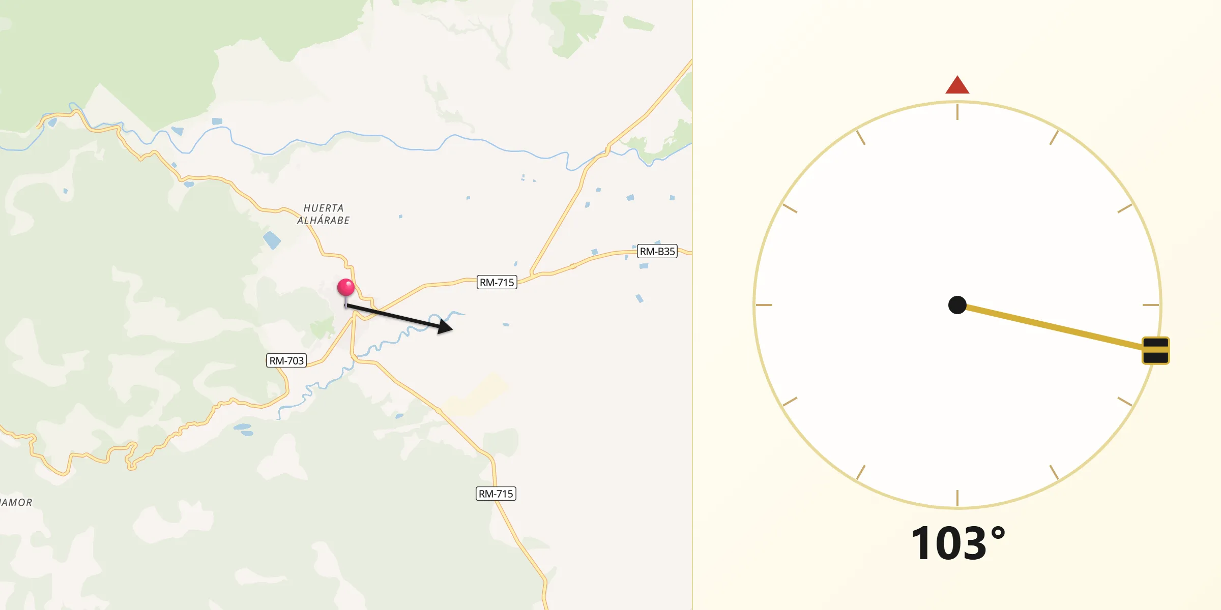Dirección de la Qibla desde Moratalla