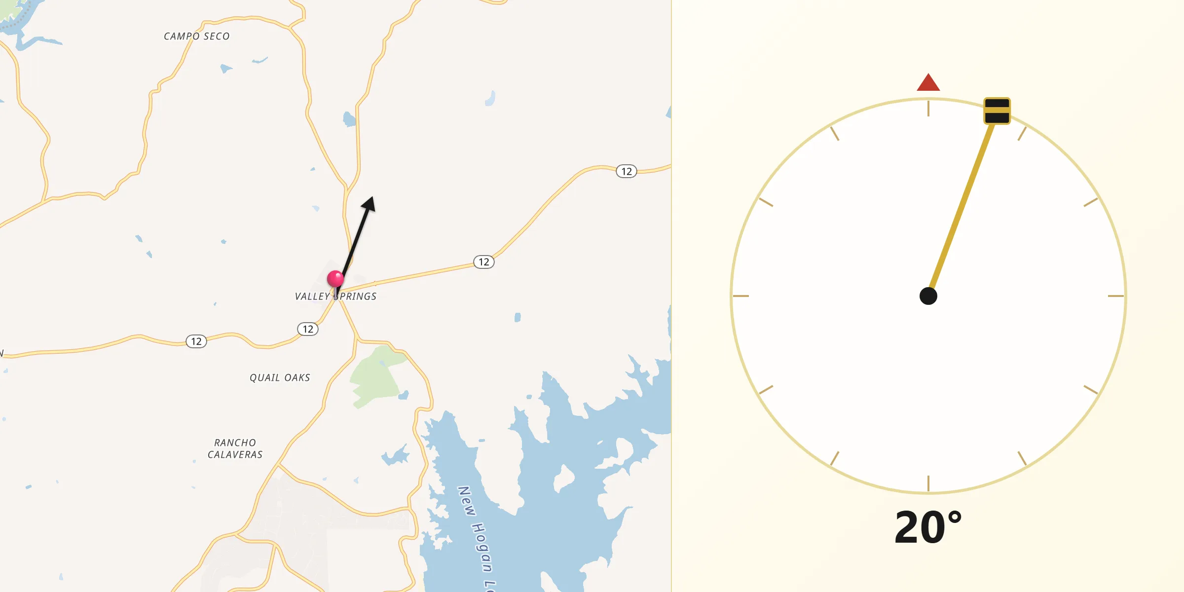 Qibla Direction from Valley Springs