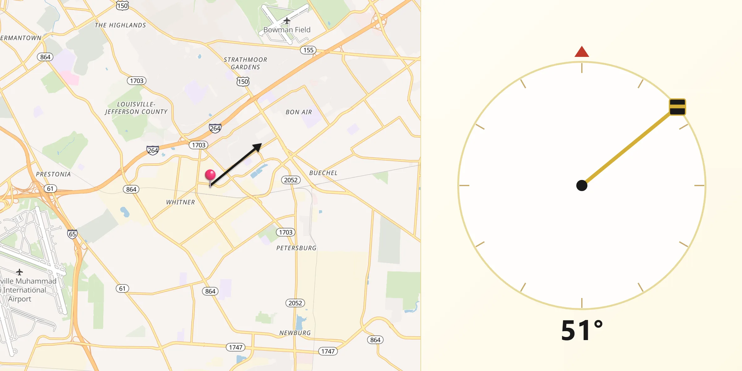Qibla Direction from Watterson Park