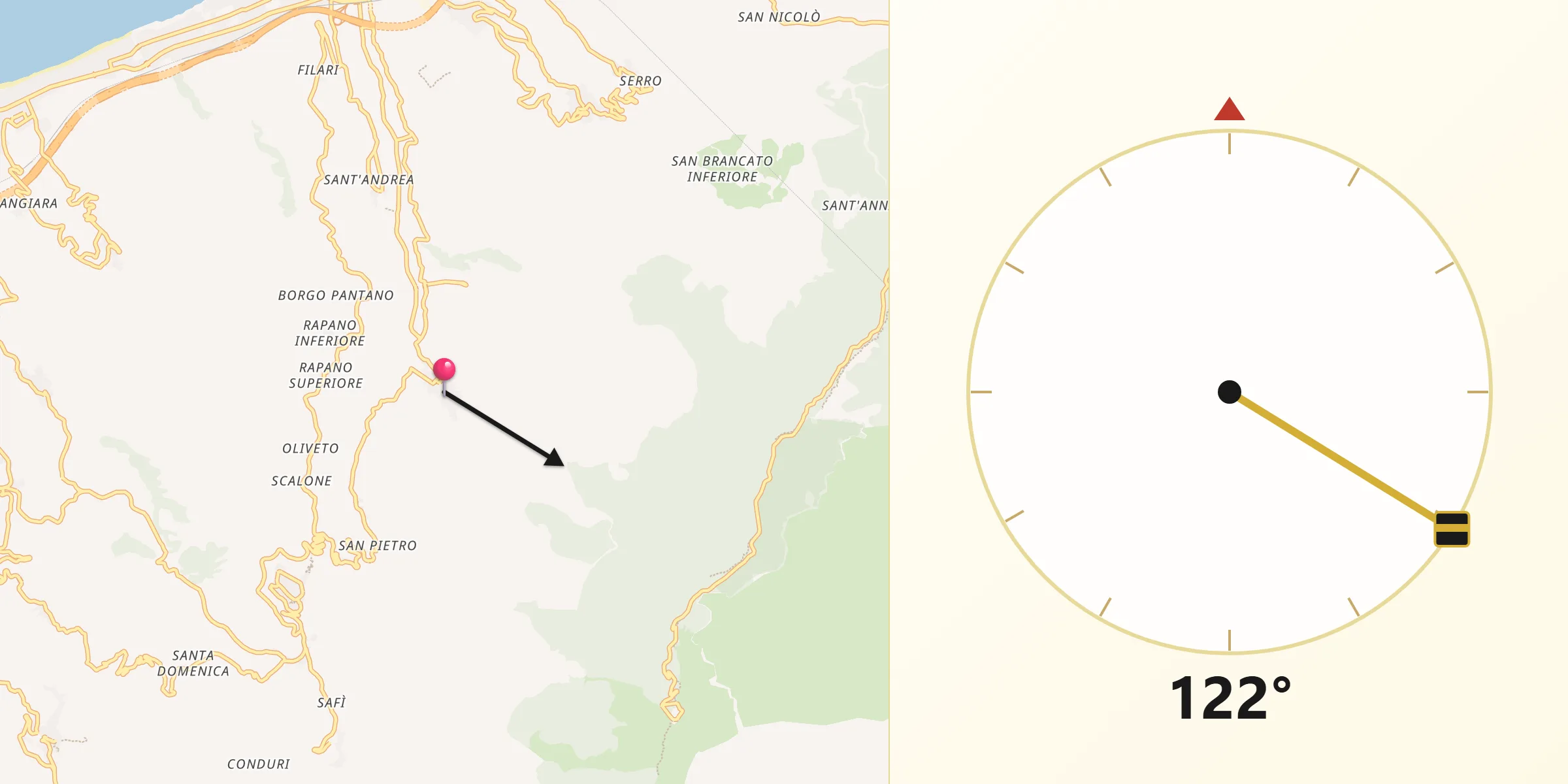 Direzione della Qibla da Saponara