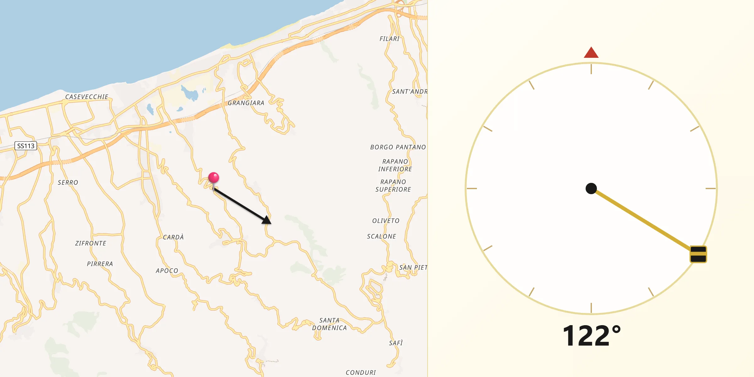 Direzione della Qibla da Valdina