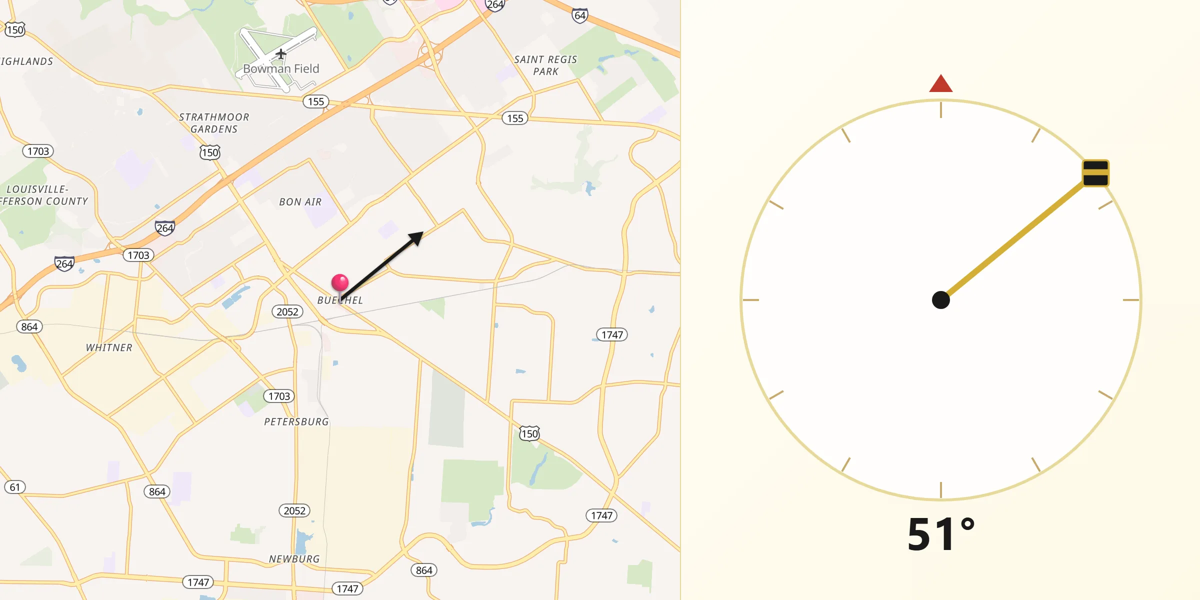 Qibla Direction from Buechel