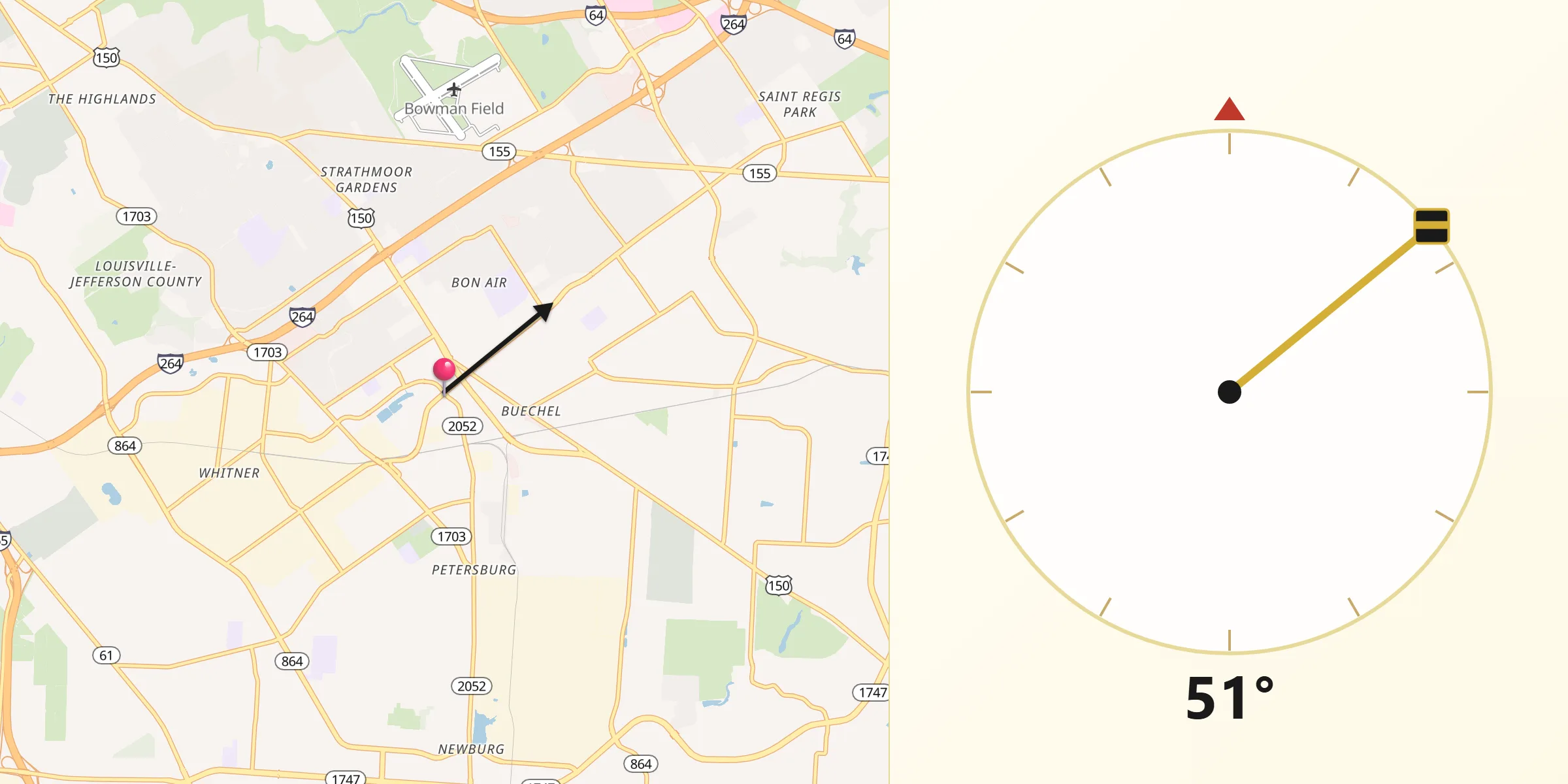 Qibla Direction from West Buechel