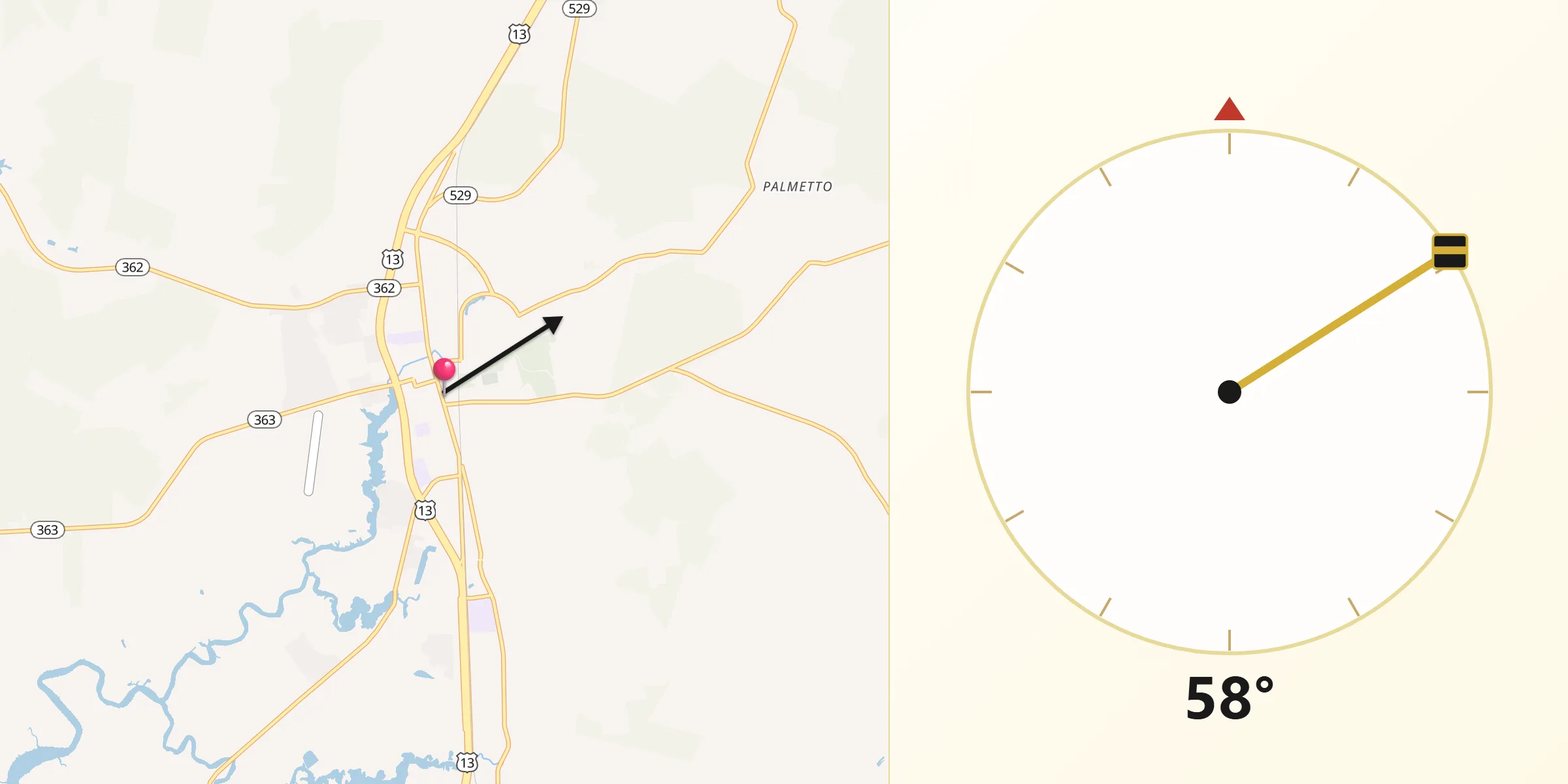 Qibla Direction from Princess Anne