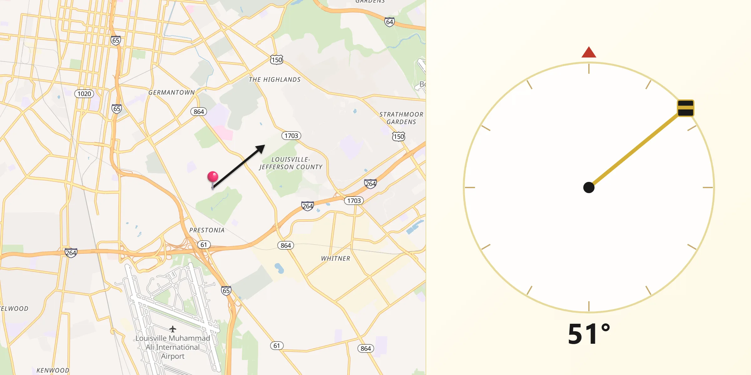 Qibla Direction from Audubon Park