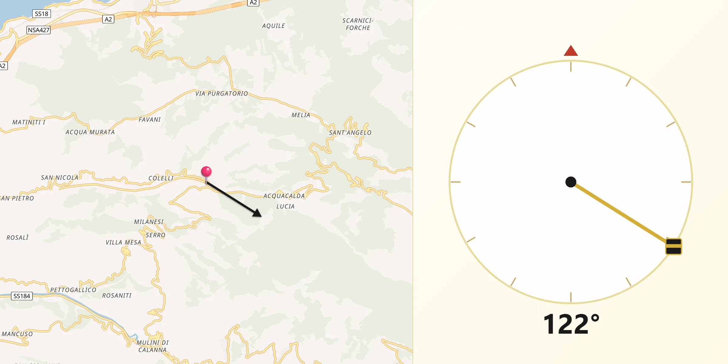 Direzione della Qibla da San Roberto