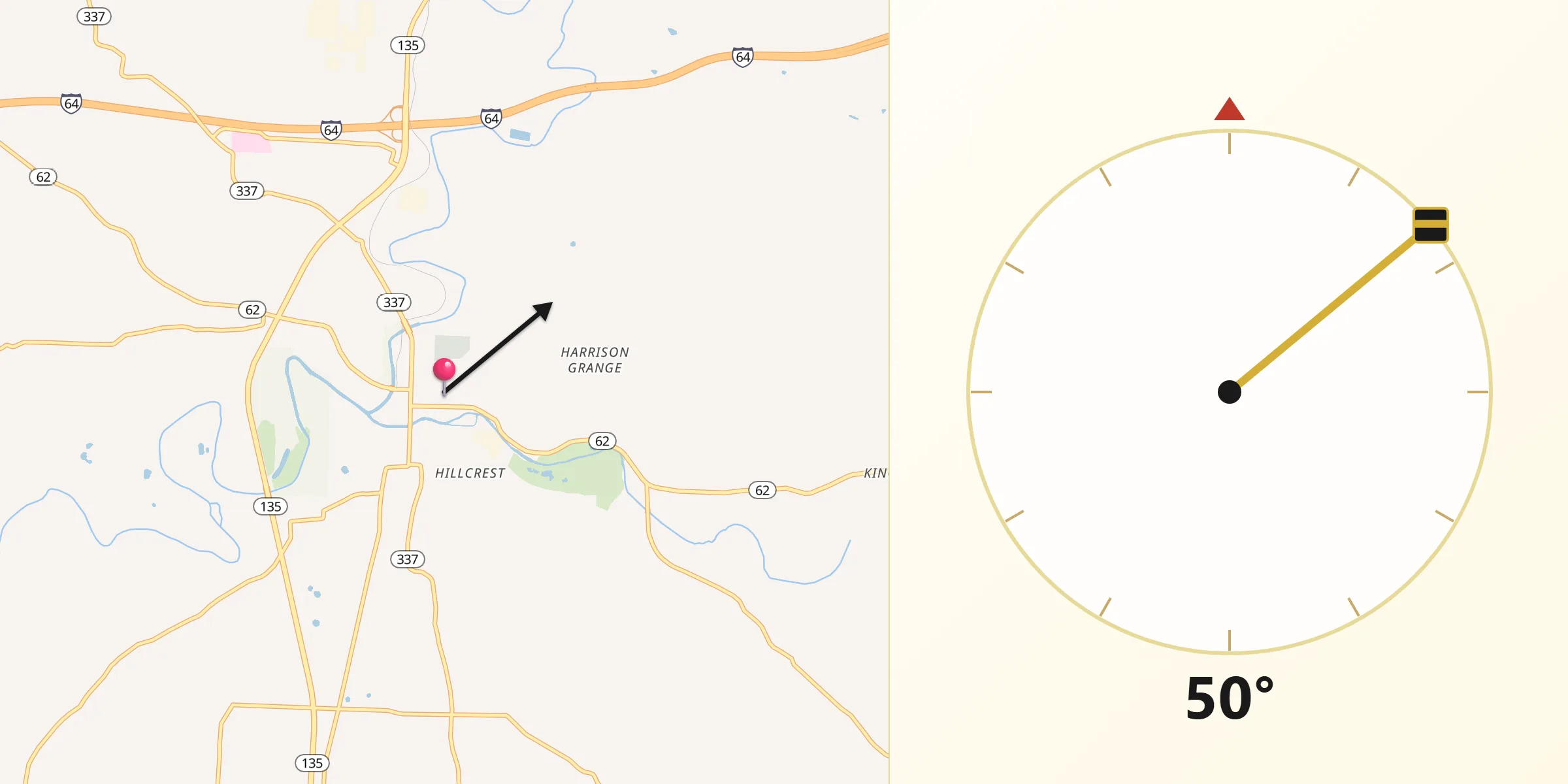 Qibla Direction from Corydon