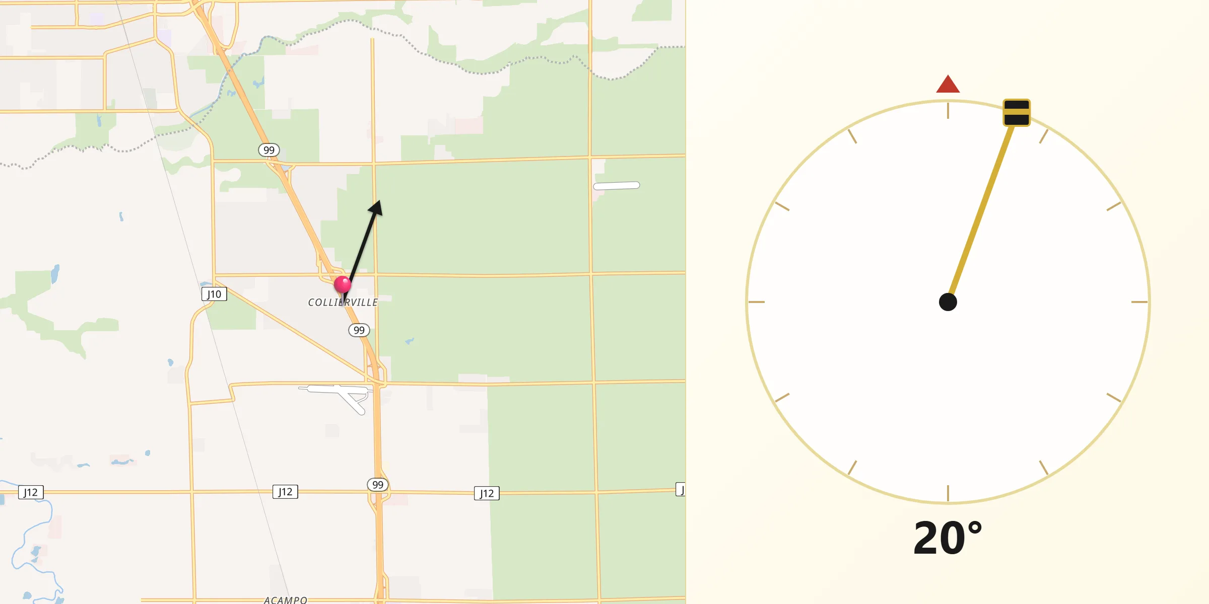 Qibla Direction from Collierville