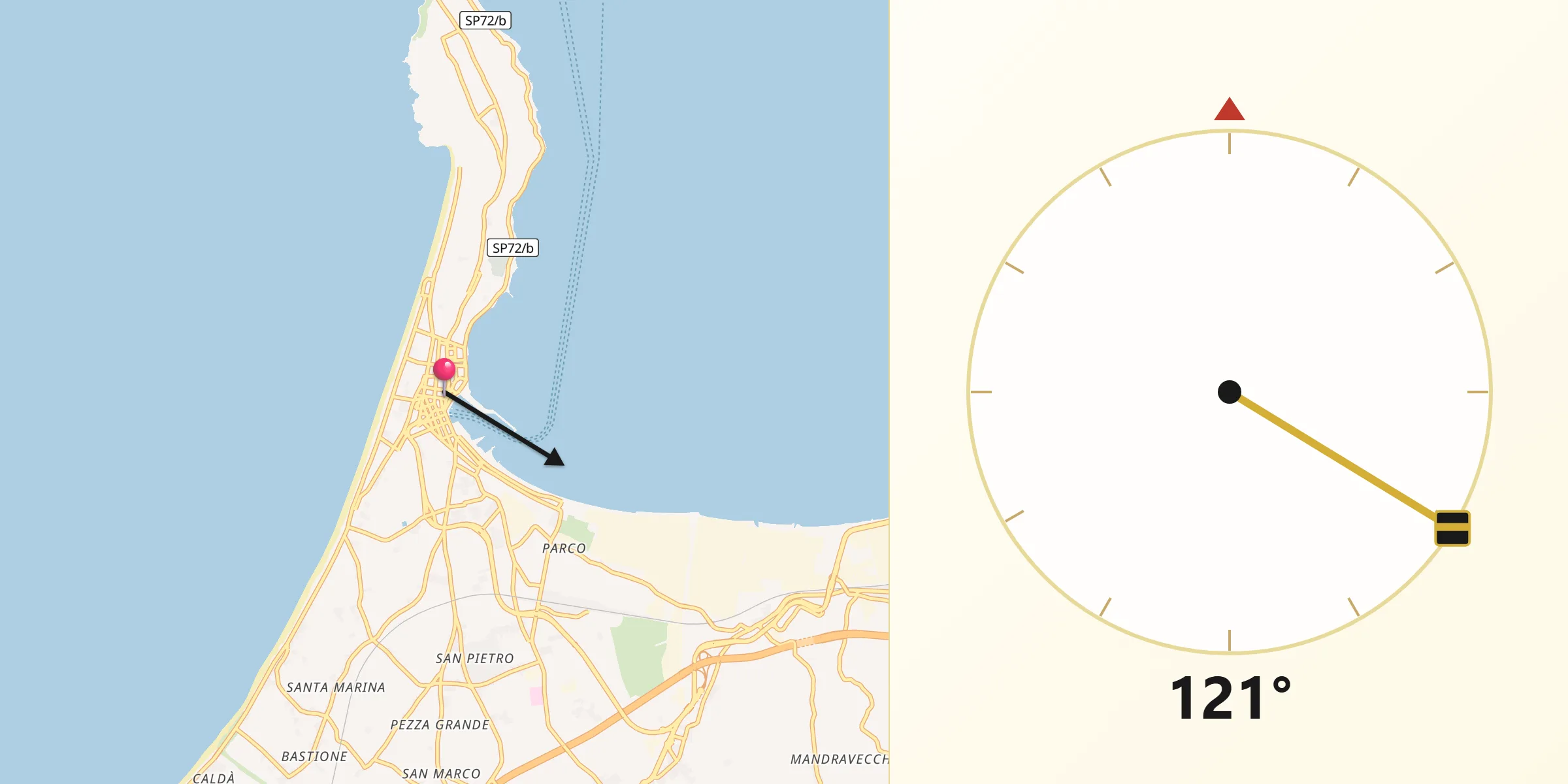 Direzione della Qibla da Milazzo