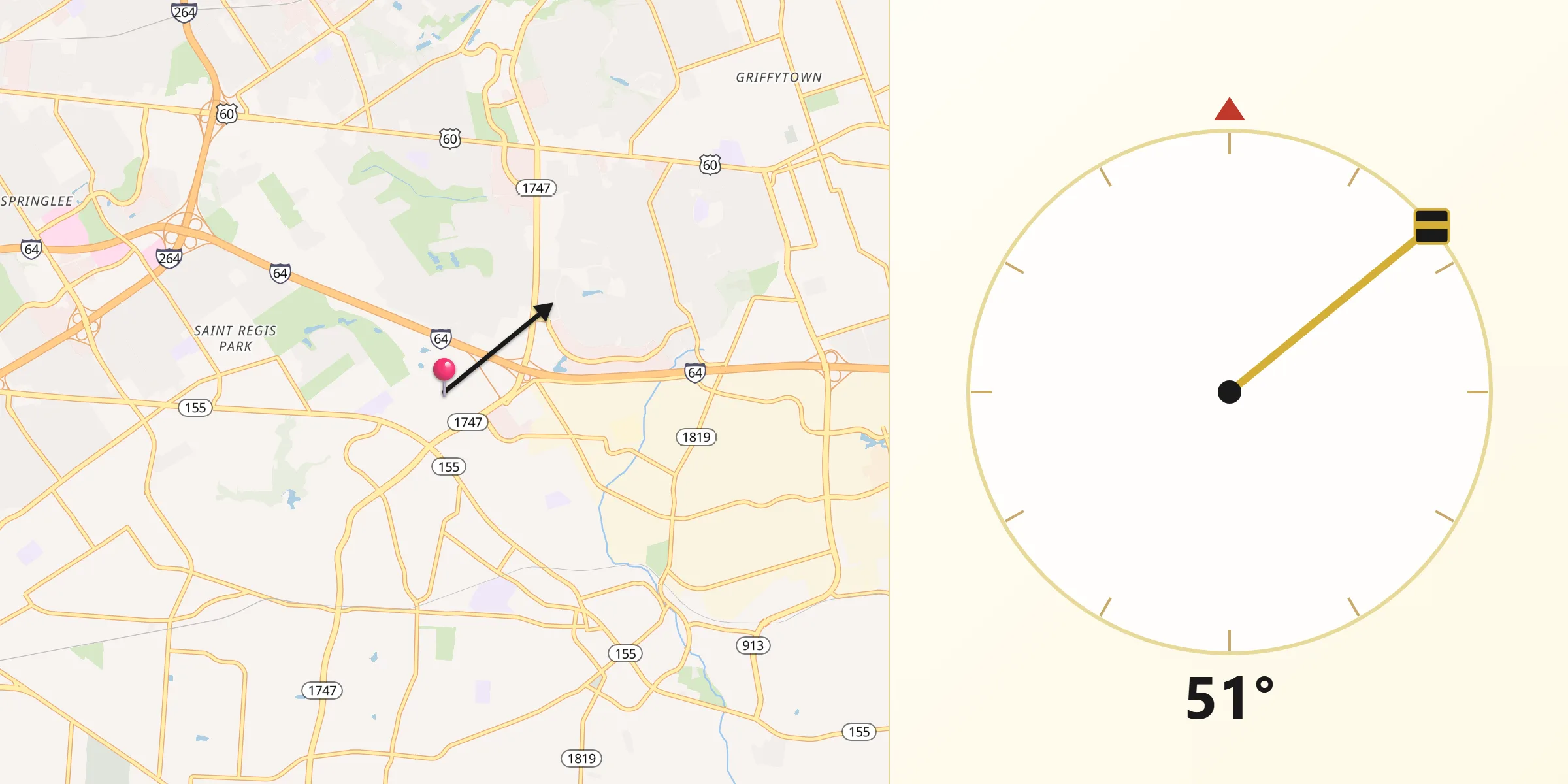Qibla Direction from Hurstbourne Acres
