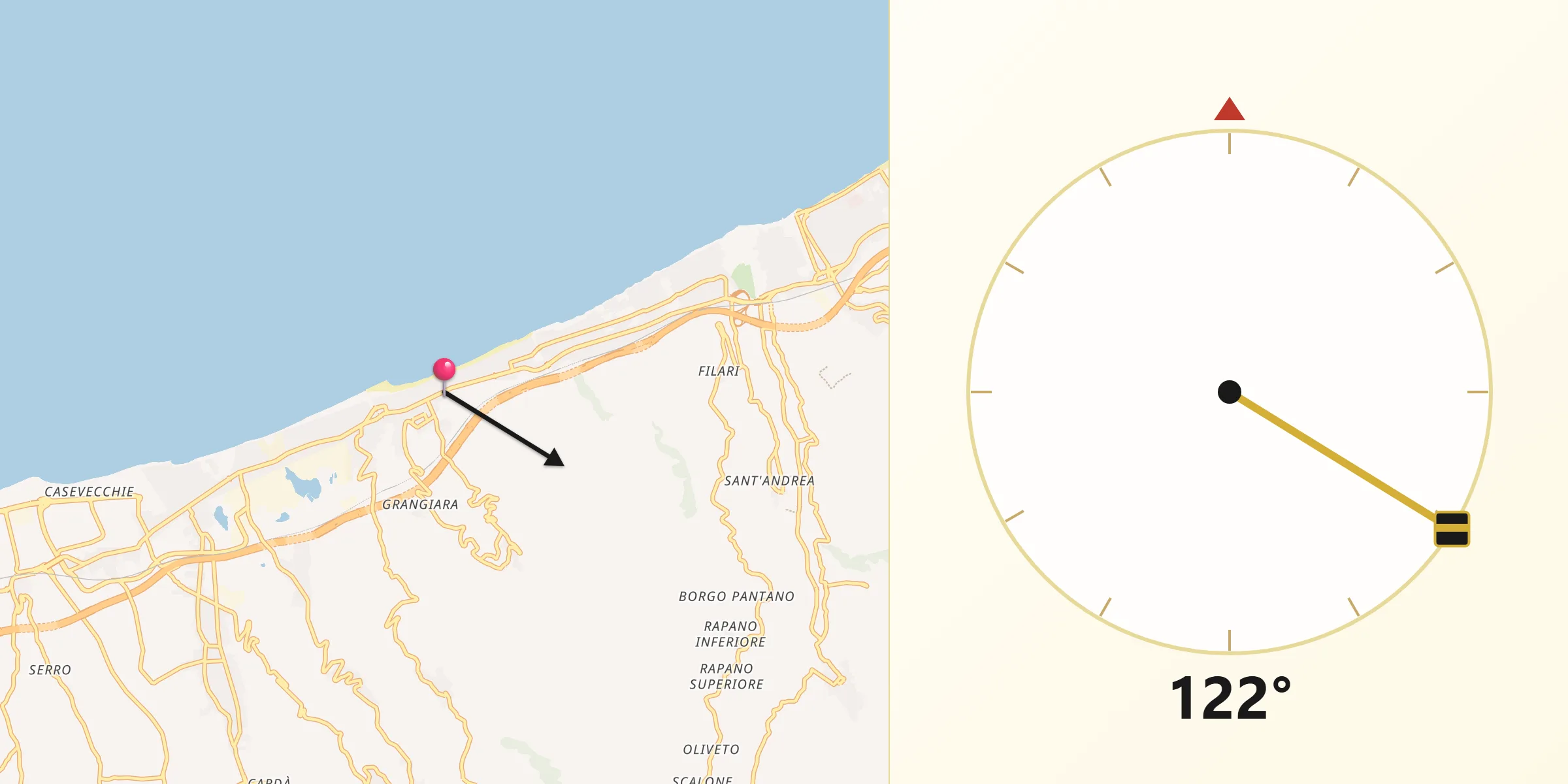 Direzione della Qibla da Spadafora