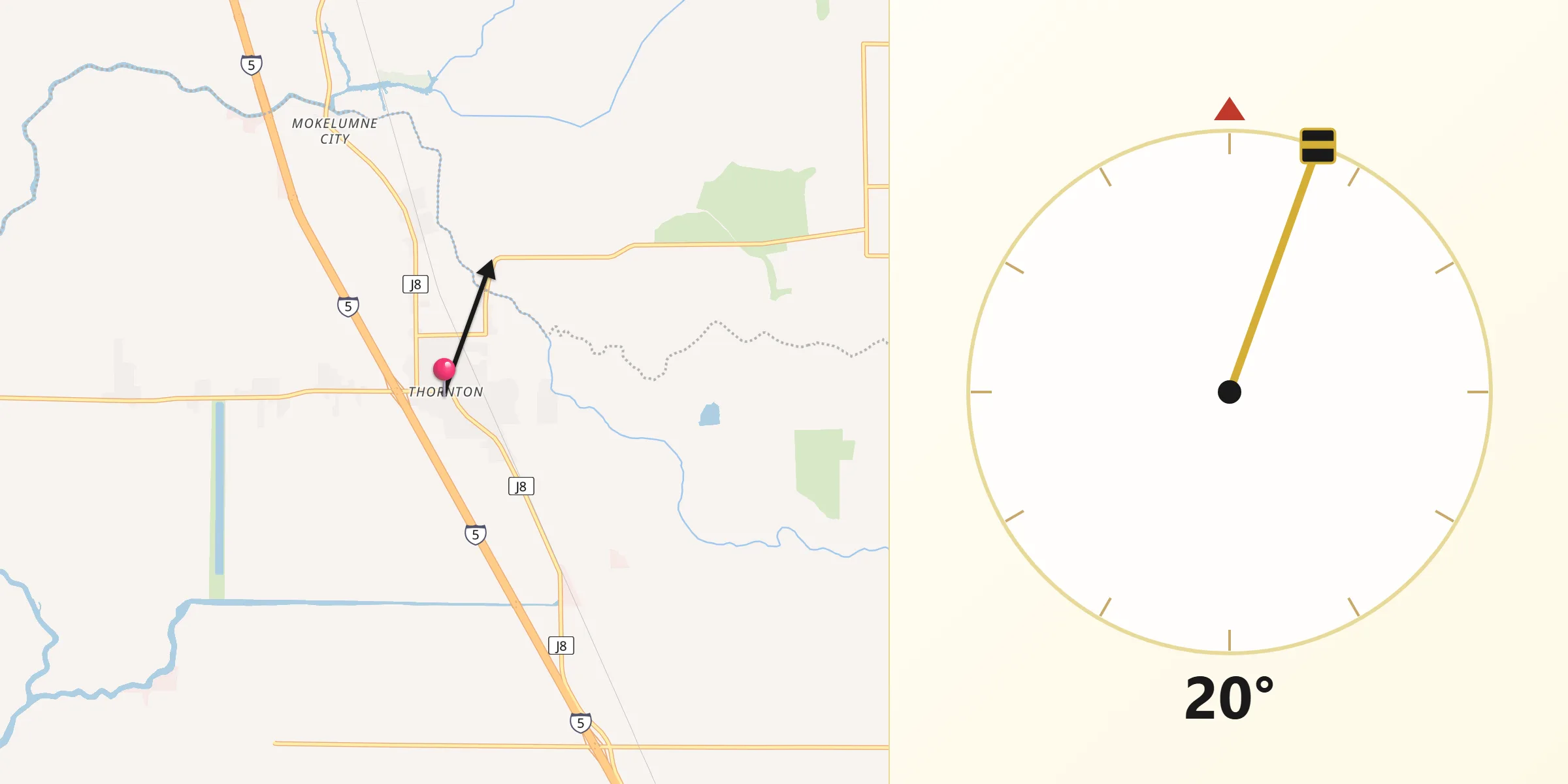 Qibla Direction from Thornton