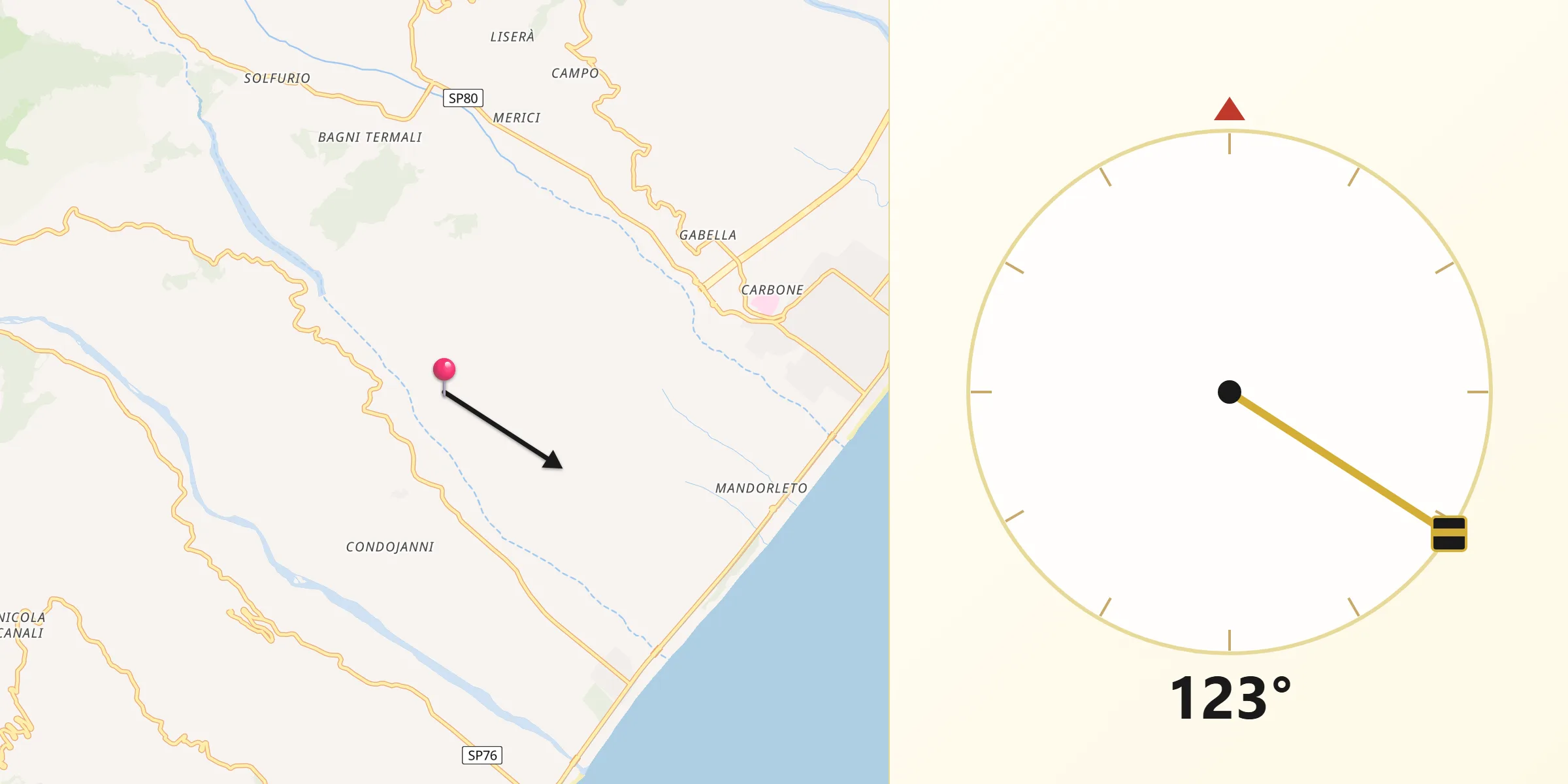 Direzione della Qibla da Portigliola
