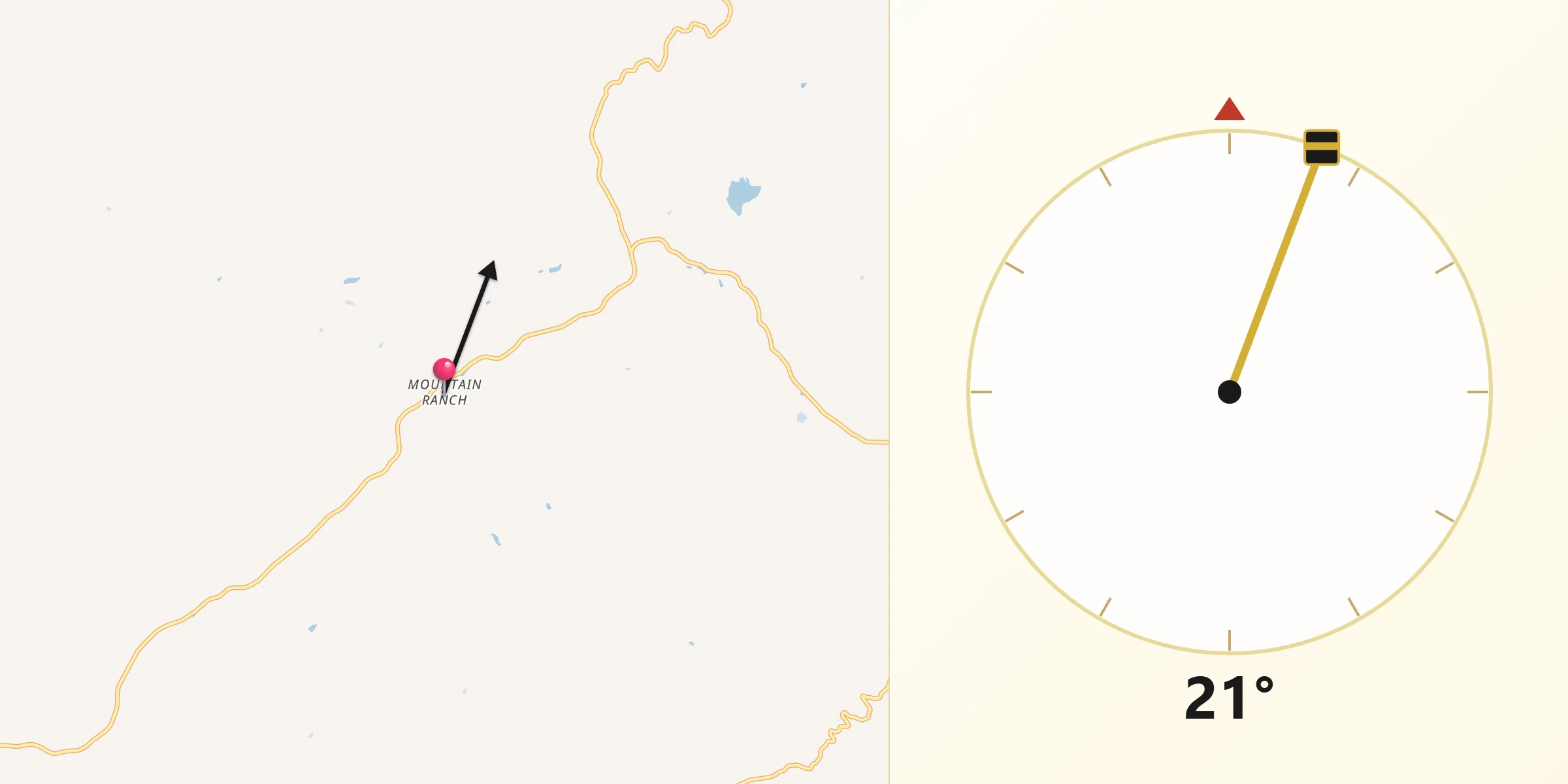 Qibla Direction from Mountain Ranch