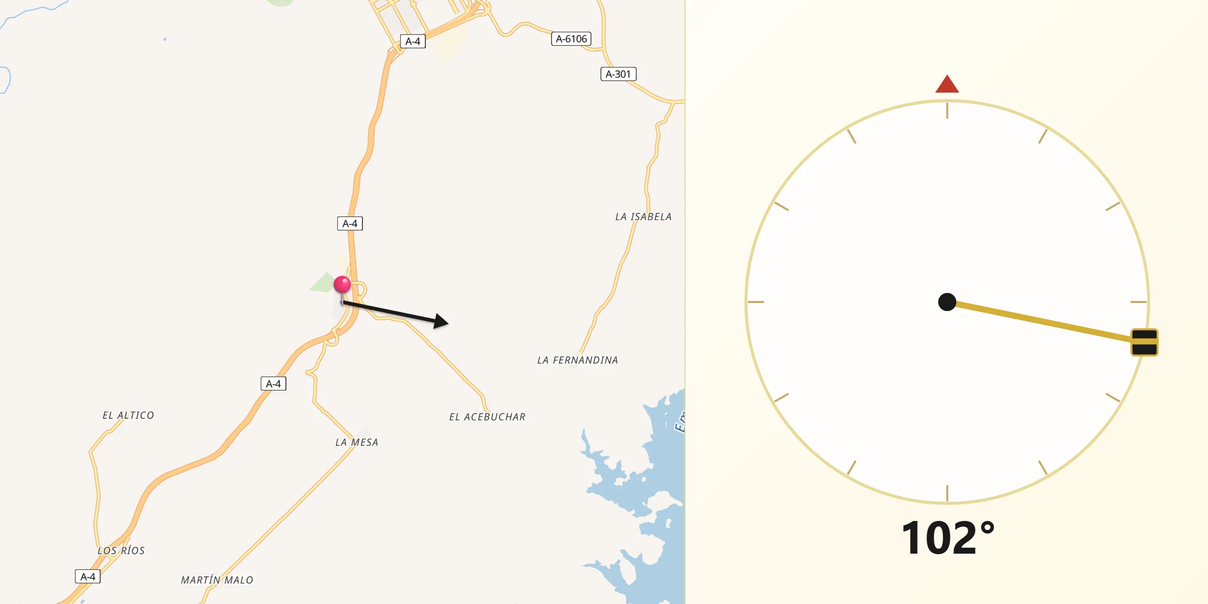 Dirección de la Qibla desde Carboneros