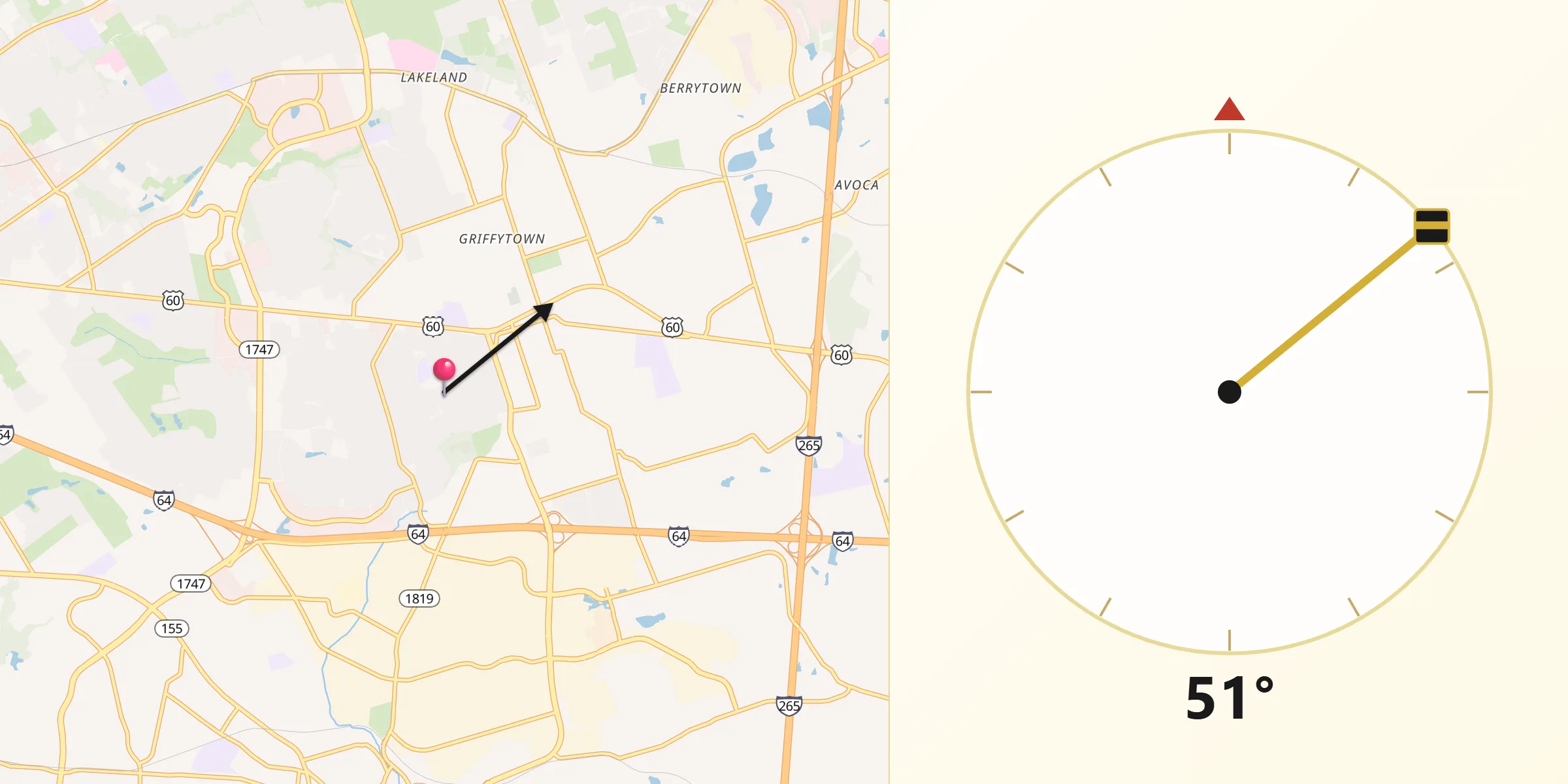 Qibla Direction from Douglass Hills