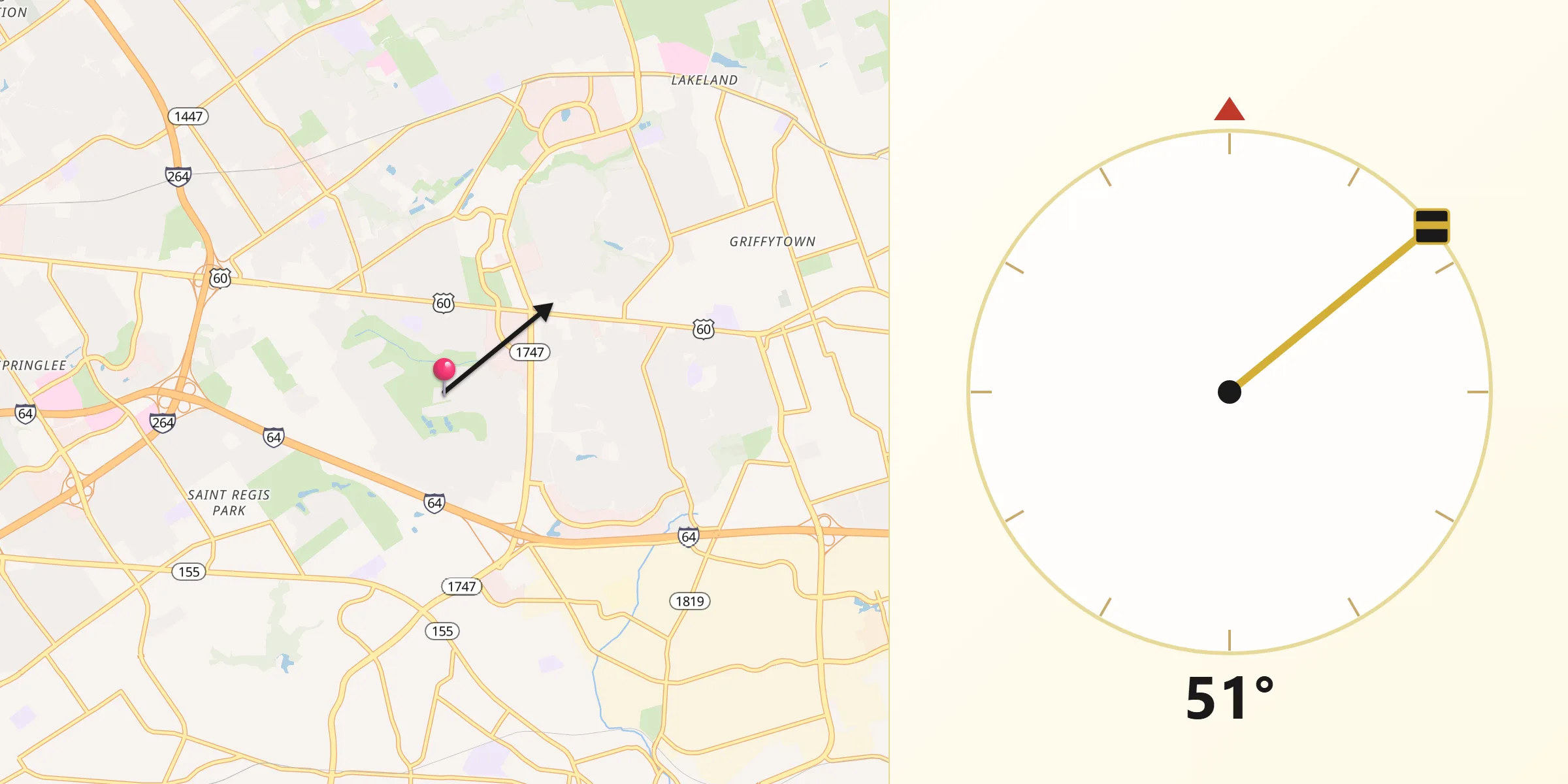 Qibla Direction from Hurstbourne