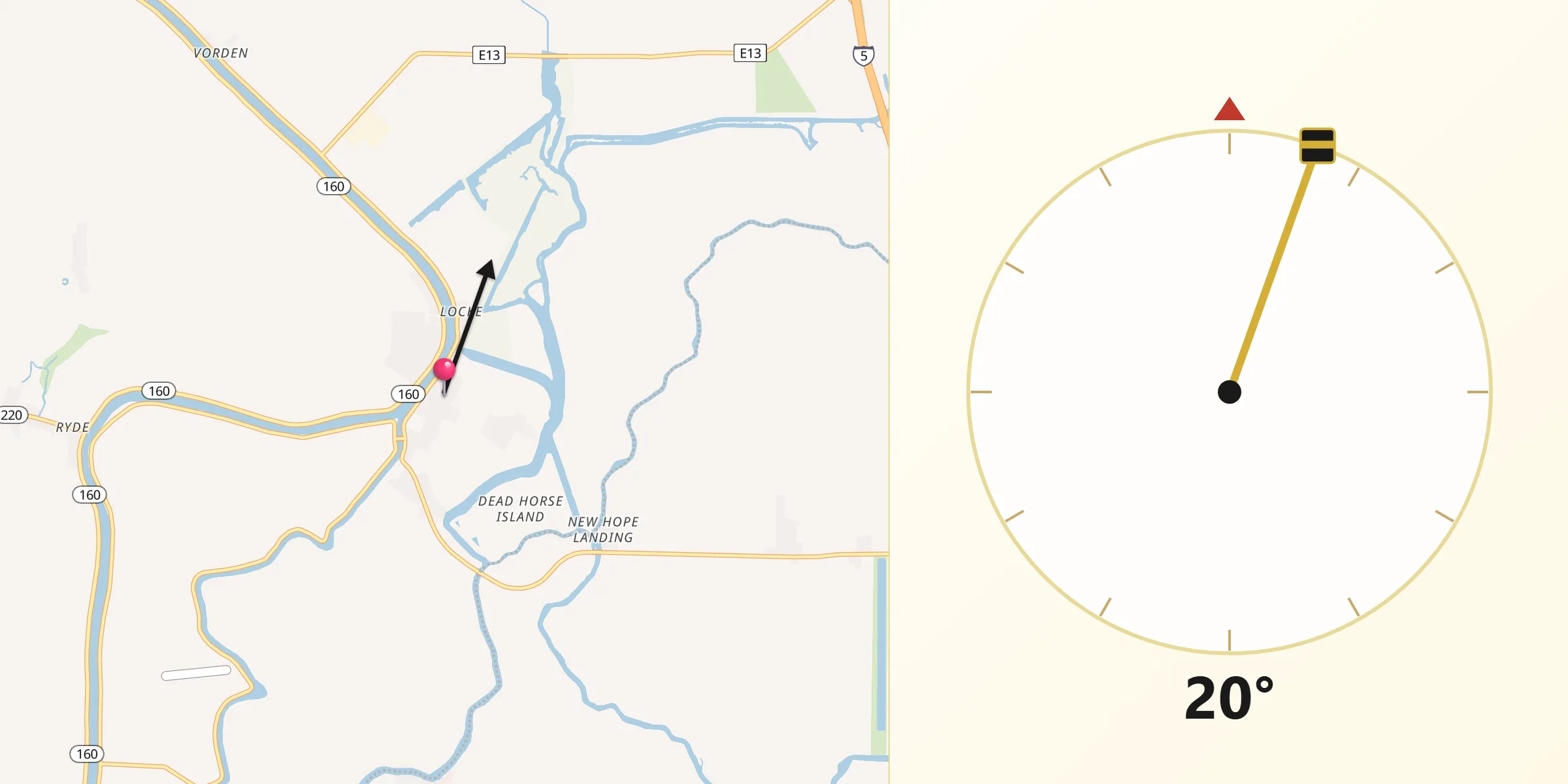 Qibla Direction from Walnut Grove