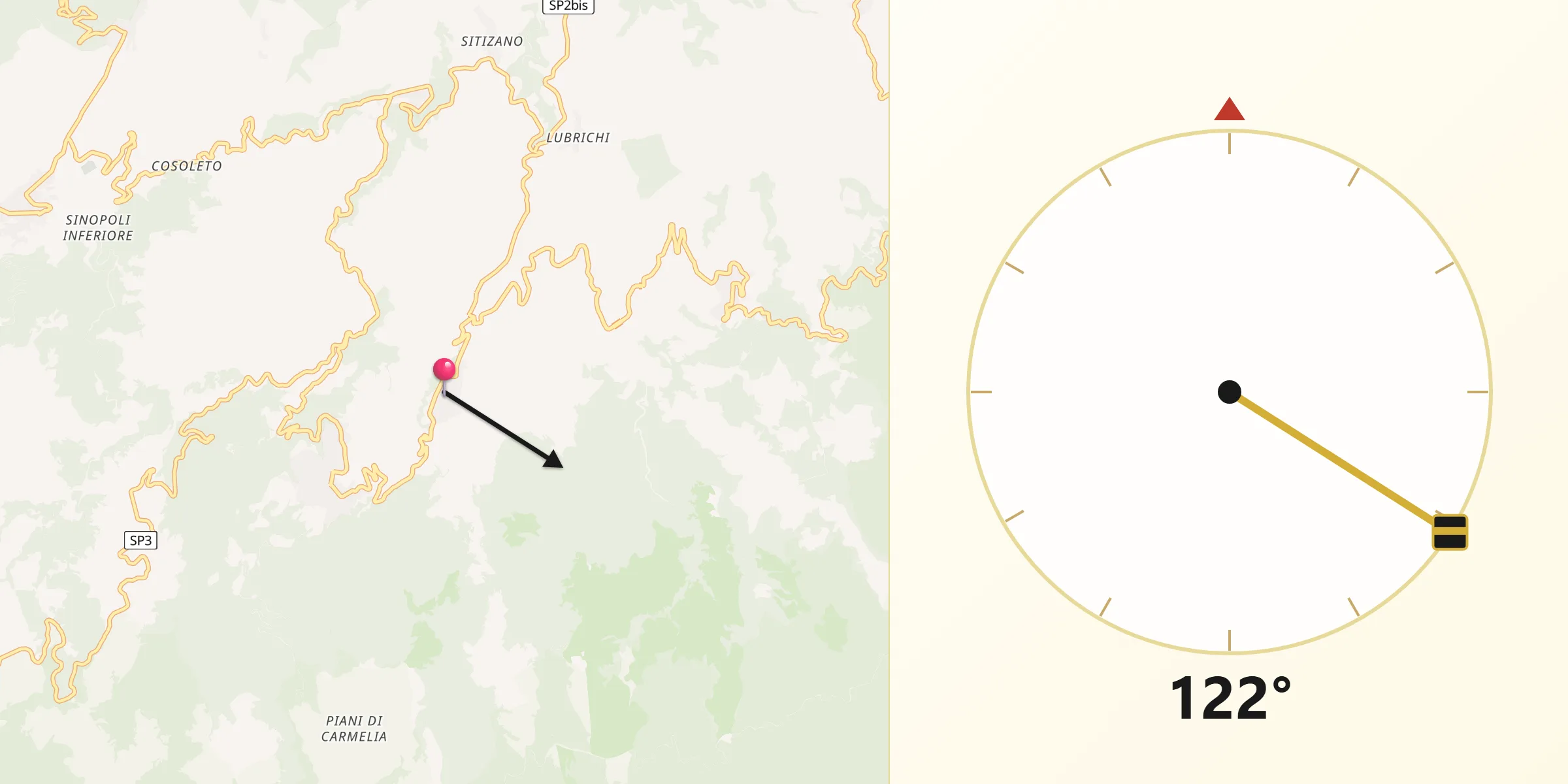 Direzione della Qibla da Scido