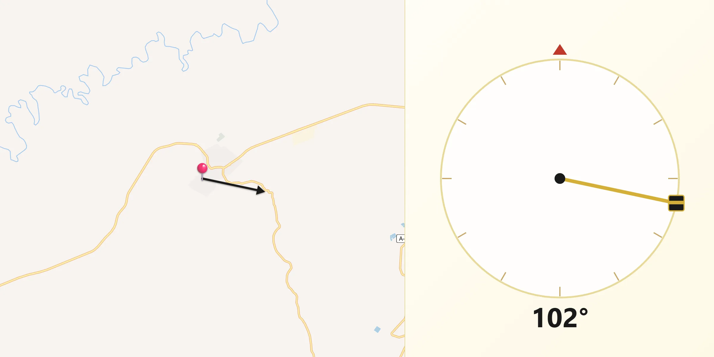 Dirección de la Qibla desde Santisteban del Puerto