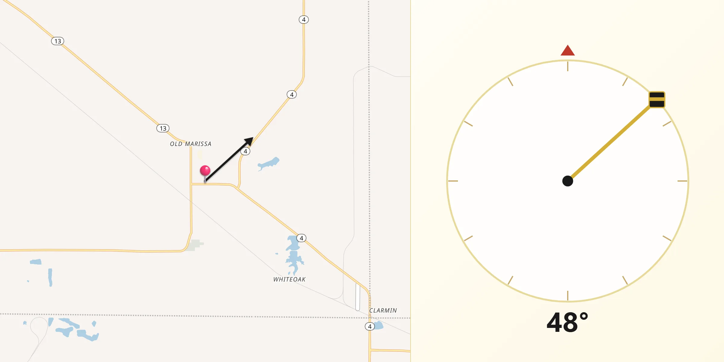 Qibla Direction from Marissa