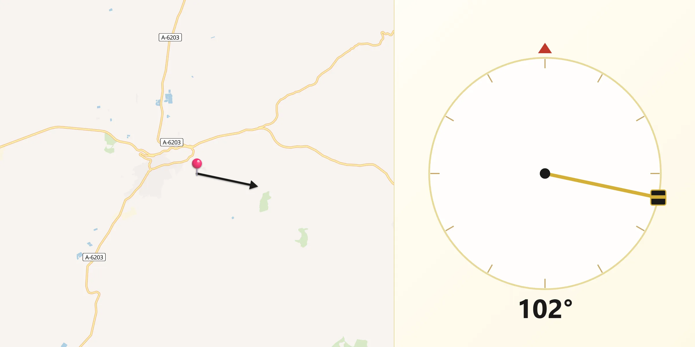Dirección de la Qibla desde Castellar