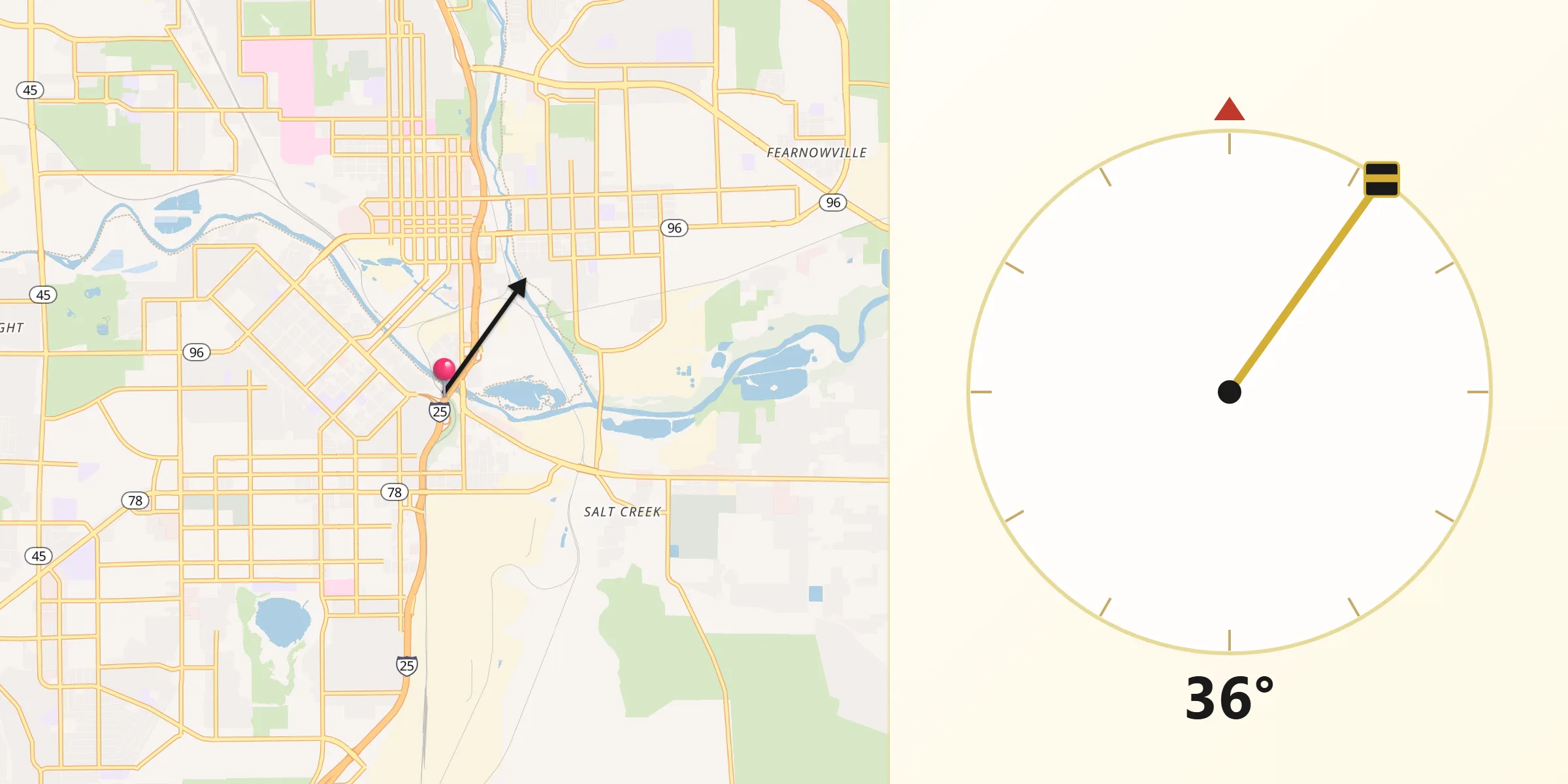 Qibla Direction from Pueblo