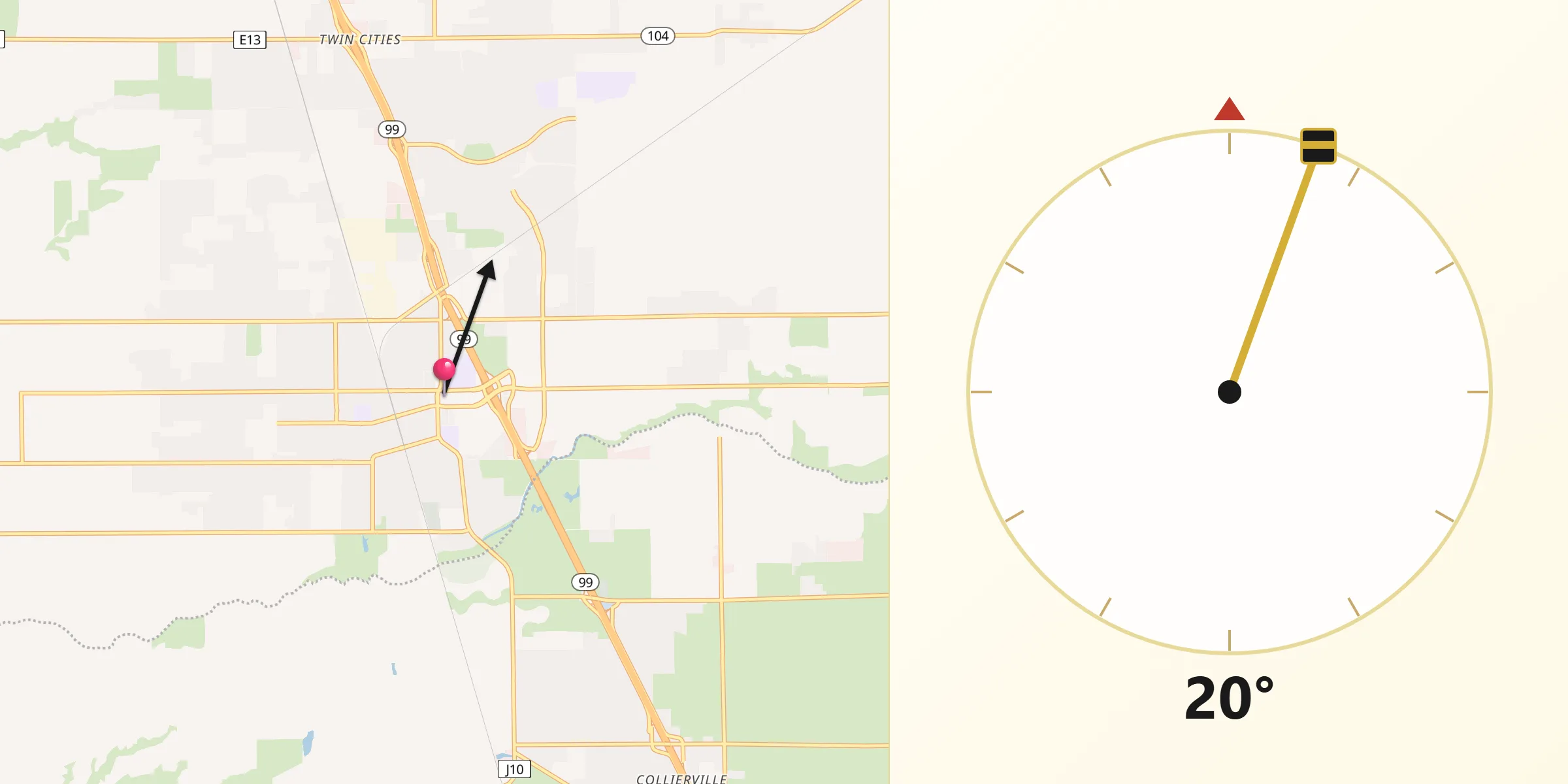 Qibla Direction from Galt