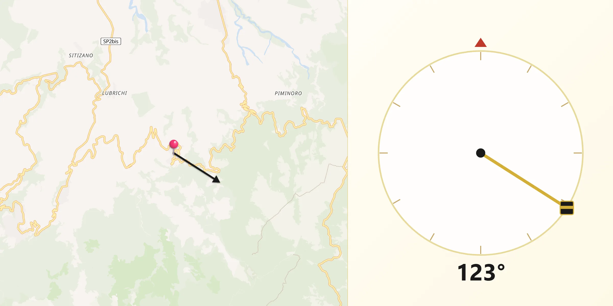 Direzione della Qibla da Santa Cristina d'Aspromonte