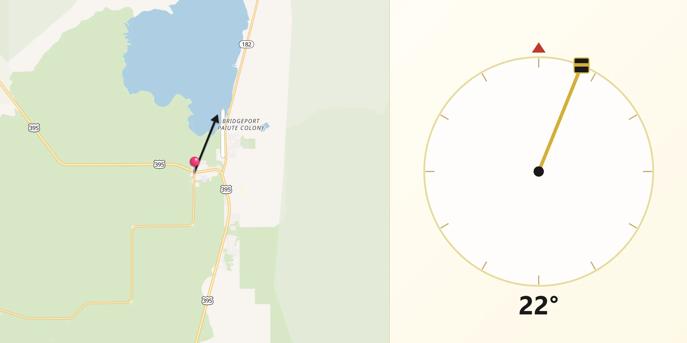 Dirección de la Qibla desde Bridgeport