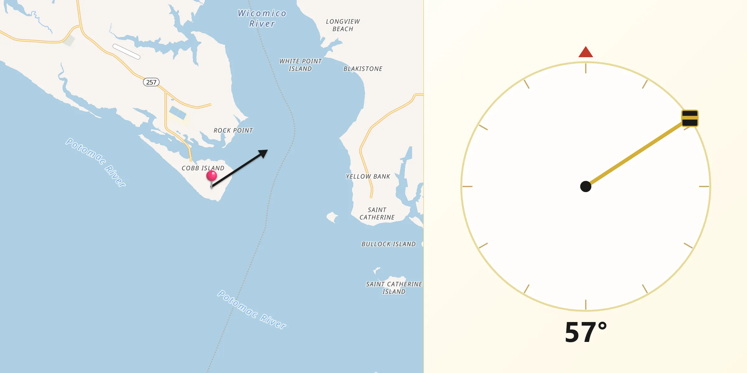 Qibla Direction from Cobb Island