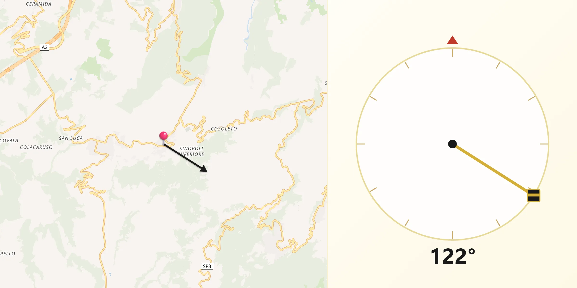 Direzione della Qibla da Sinopoli
