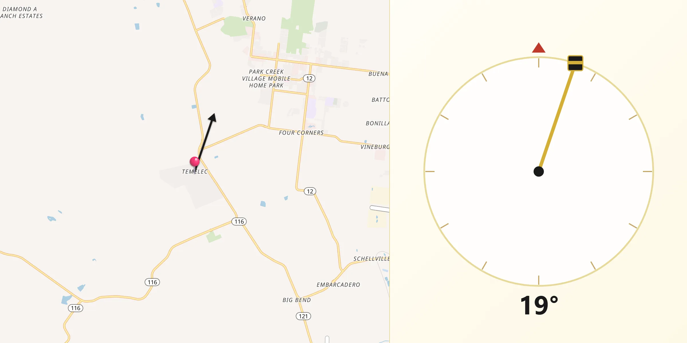 Qibla Direction from Temelec