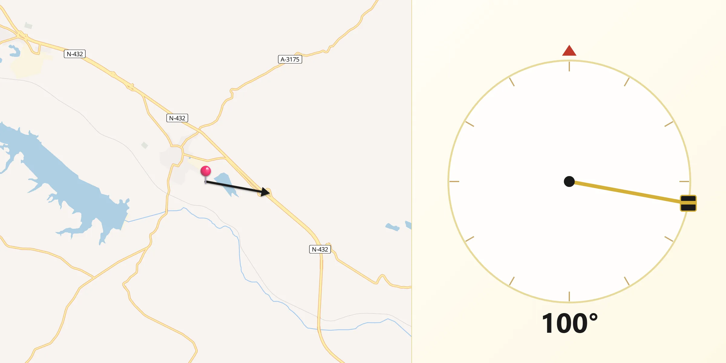 Dirección de la Qibla desde Bélmez