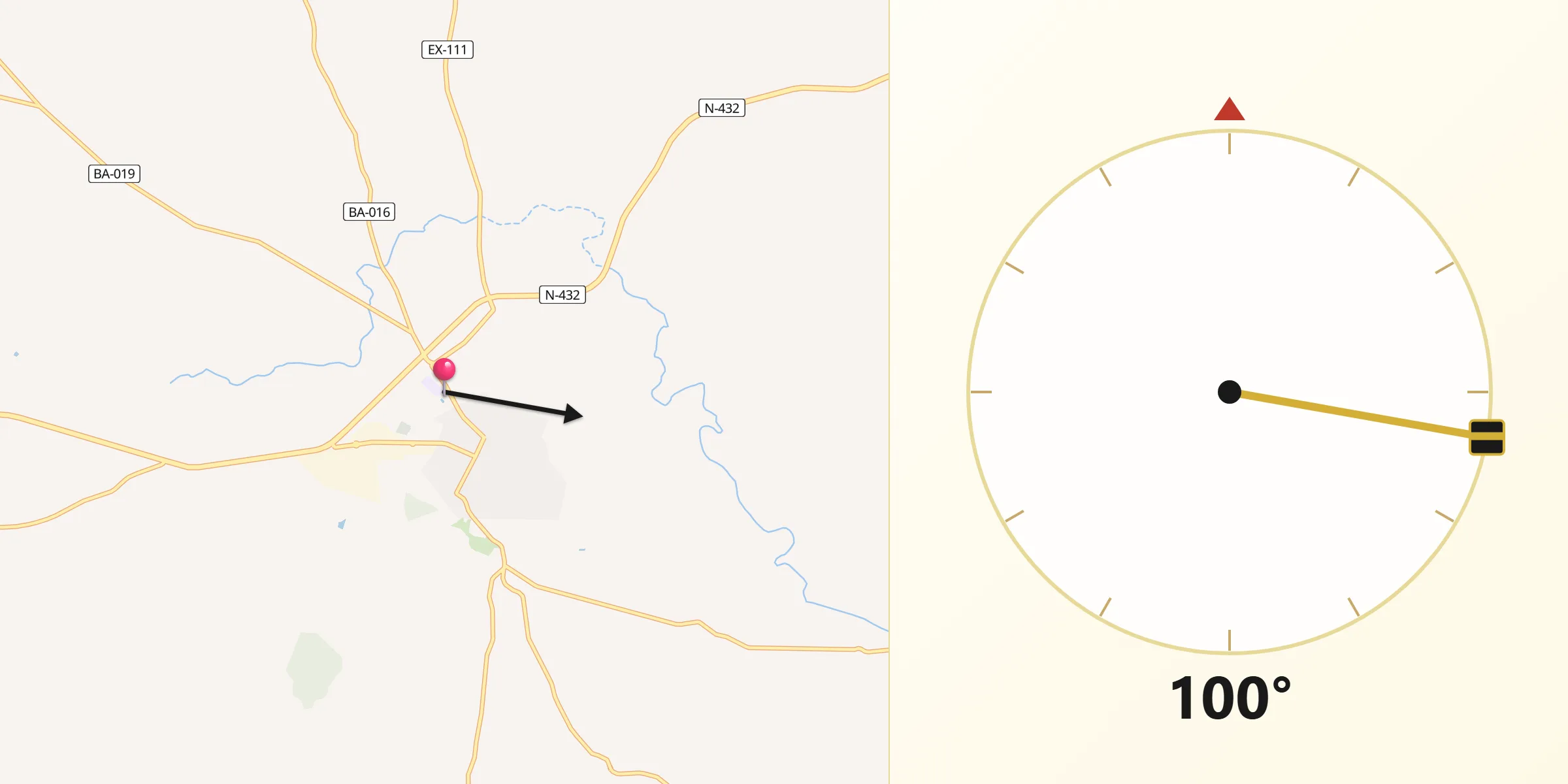 Dirección de la Qibla desde Azuaga