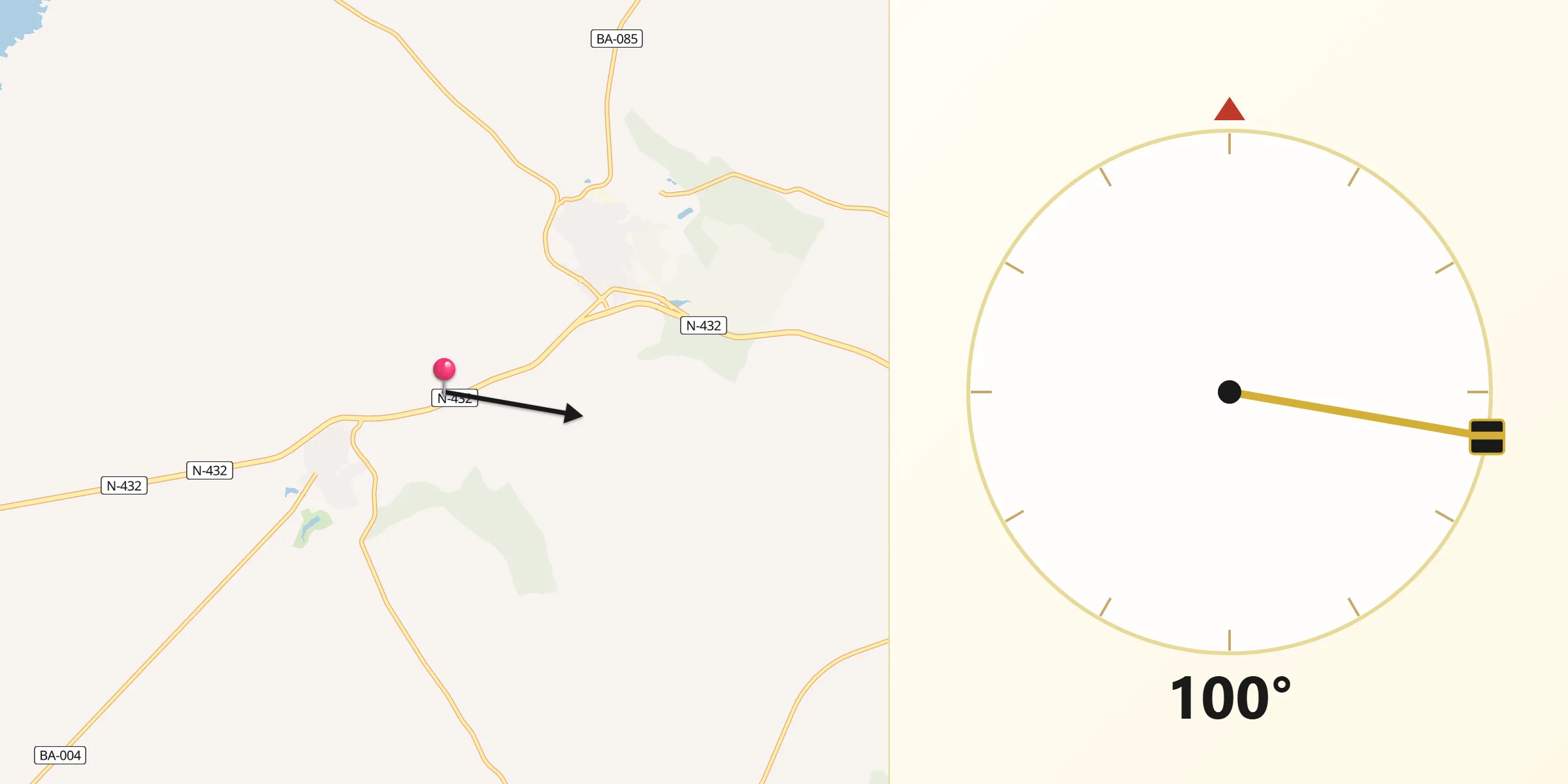 Dirección de la Qibla desde Ahillones